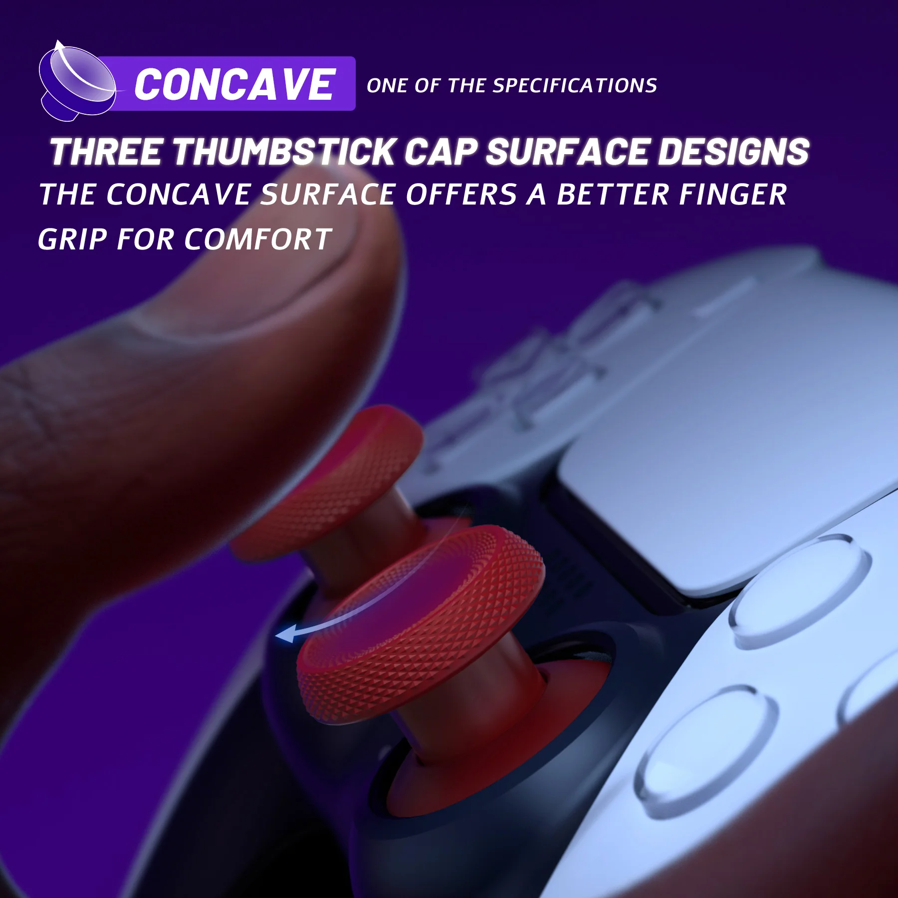 eXtremeRate ThumbsGear V3 Interchangeable Ergonomic Thumbstick for PS5 & PS4 Controller - Carmine Red - Image 4