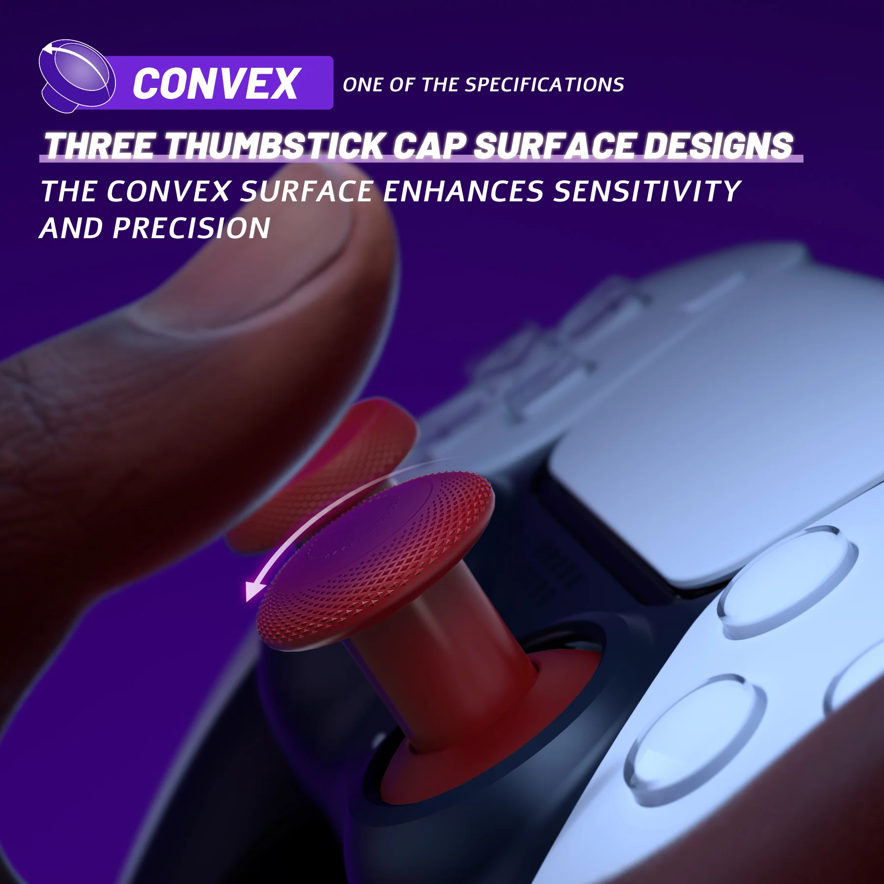 eXtremeRate ThumbsGear V3 Interchangeable Ergonomic Thumbstick for PS5 & PS4 Controller - Carmine Red - Image 5