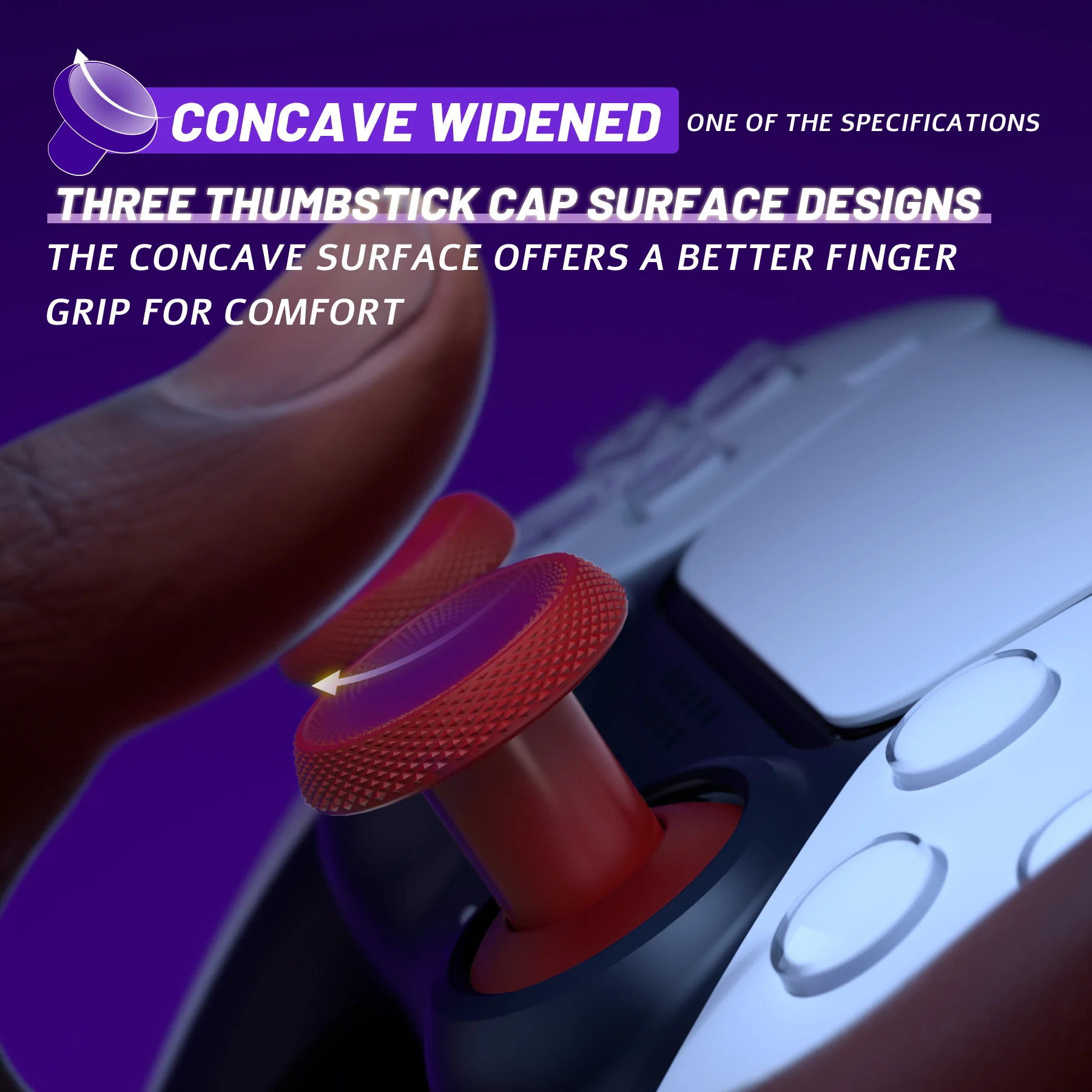 eXtremeRate ThumbsGear V3 Interchangeable Ergonomic Thumbstick for PS5 & PS4 Controller - Carmine Red - Image 6