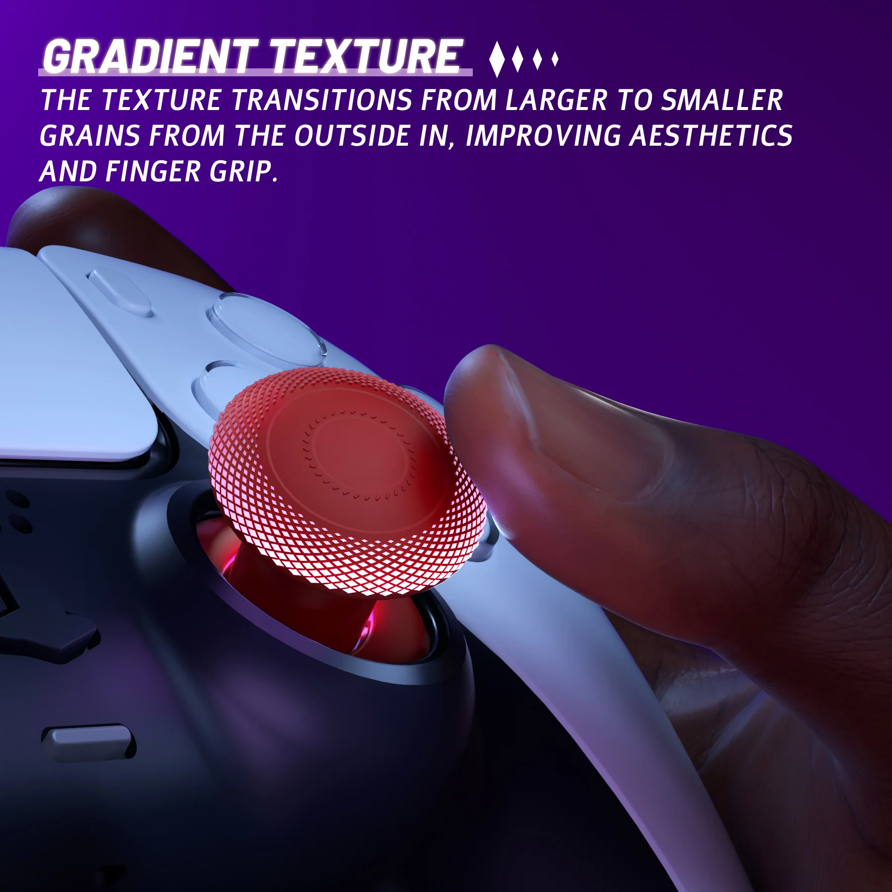 eXtremeRate ThumbsGear V3 Interchangeable Ergonomic Thumbstick for PS5 & PS4 Controller - Carmine Red - Image 7