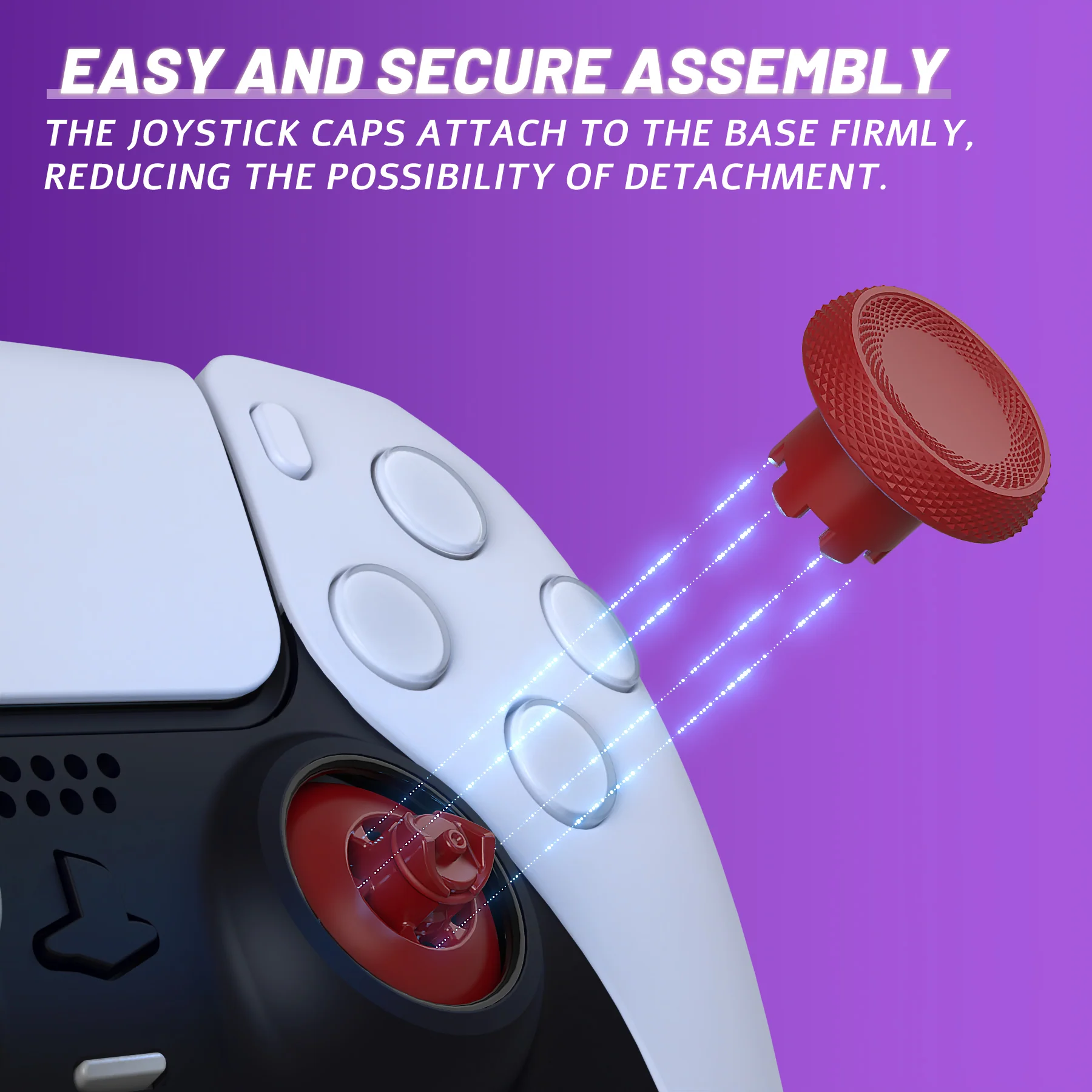 eXtremeRate ThumbsGear V3 Interchangeable Ergonomic Thumbstick for PS5 & PS4 Controller - Carmine Red - Image 8