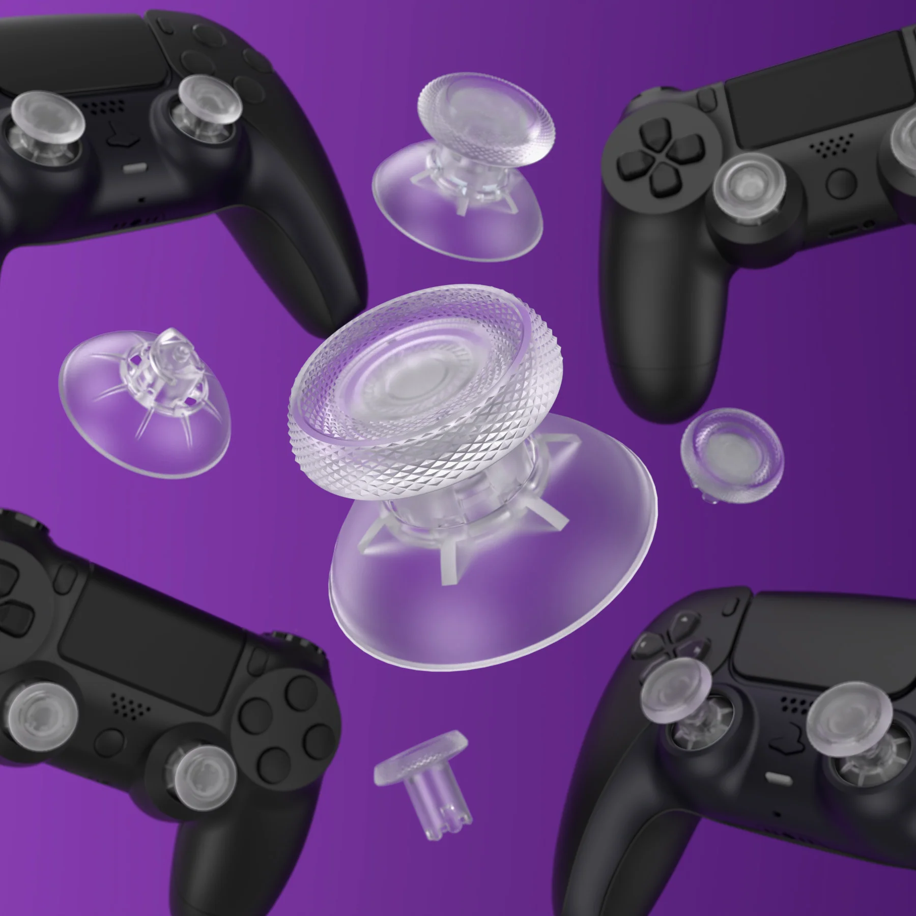 eXtremeRate ThumbsGear V3 Interchangeable Ergonomic Thumbstick for PS5 & PS4 Controller - Clear - Image 11