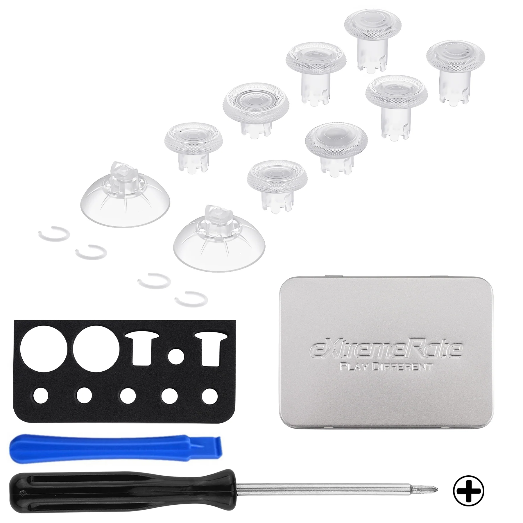 eXtremeRate ThumbsGear V3 Interchangeable Ergonomic Thumbstick for PS5 & PS4 Controller - Clear - Image 2