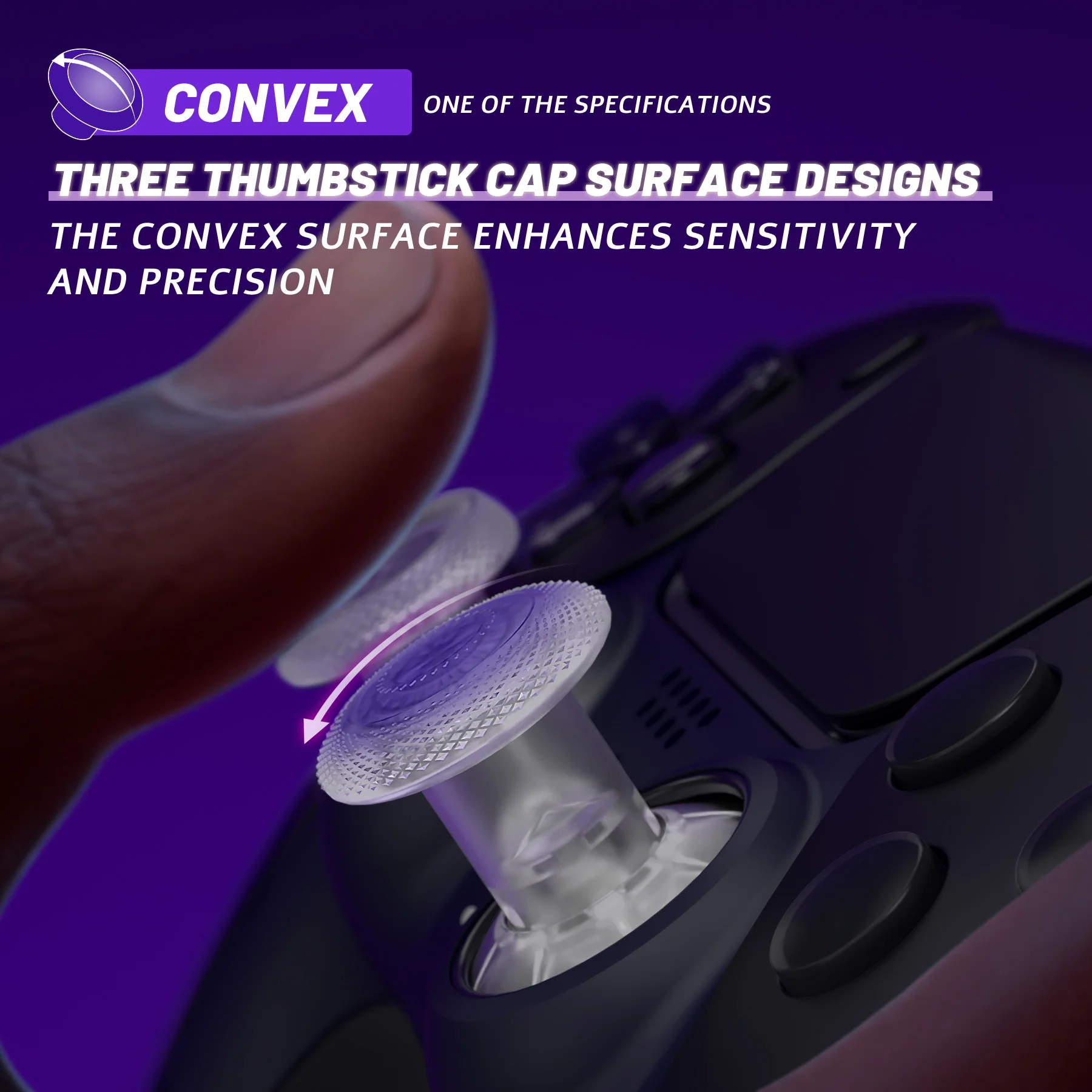 eXtremeRate ThumbsGear V3 Interchangeable Ergonomic Thumbstick for PS5 & PS4 Controller - Clear - Image 5