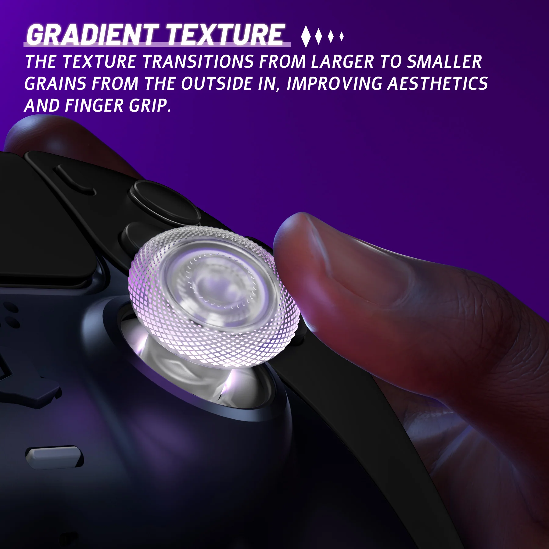 eXtremeRate ThumbsGear V3 Interchangeable Ergonomic Thumbstick for PS5 & PS4 Controller - Clear - Image 7