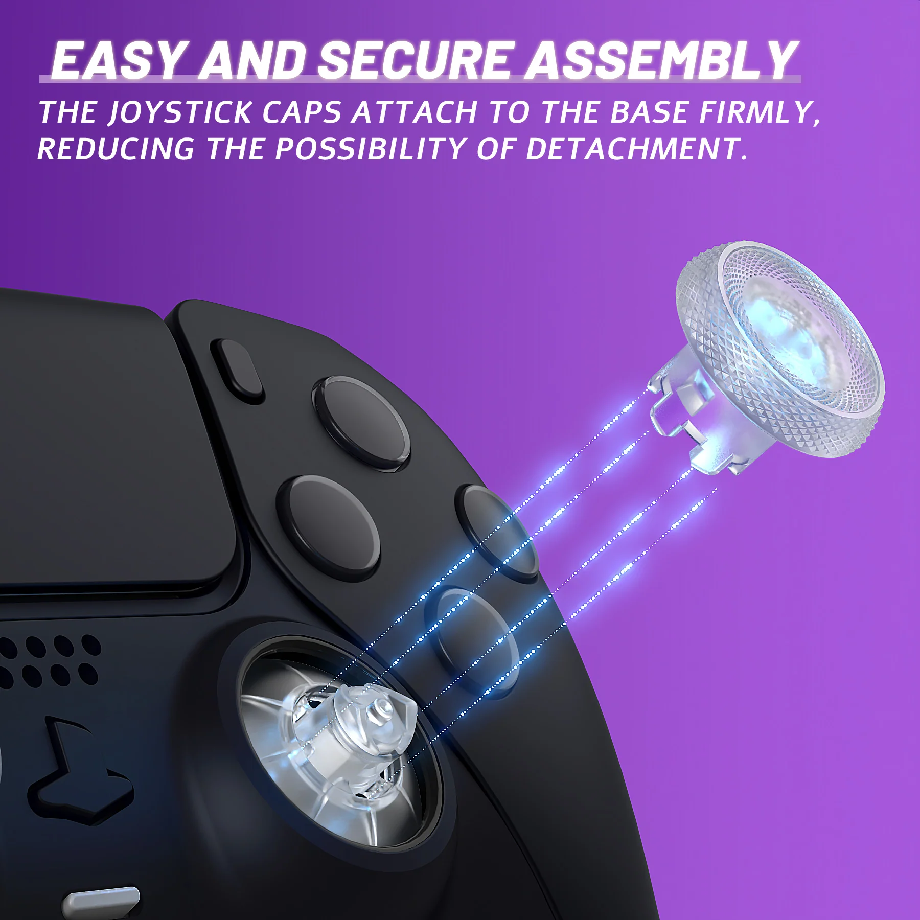 eXtremeRate ThumbsGear V3 Interchangeable Ergonomic Thumbstick for PS5 & PS4 Controller - Clear - Image 8