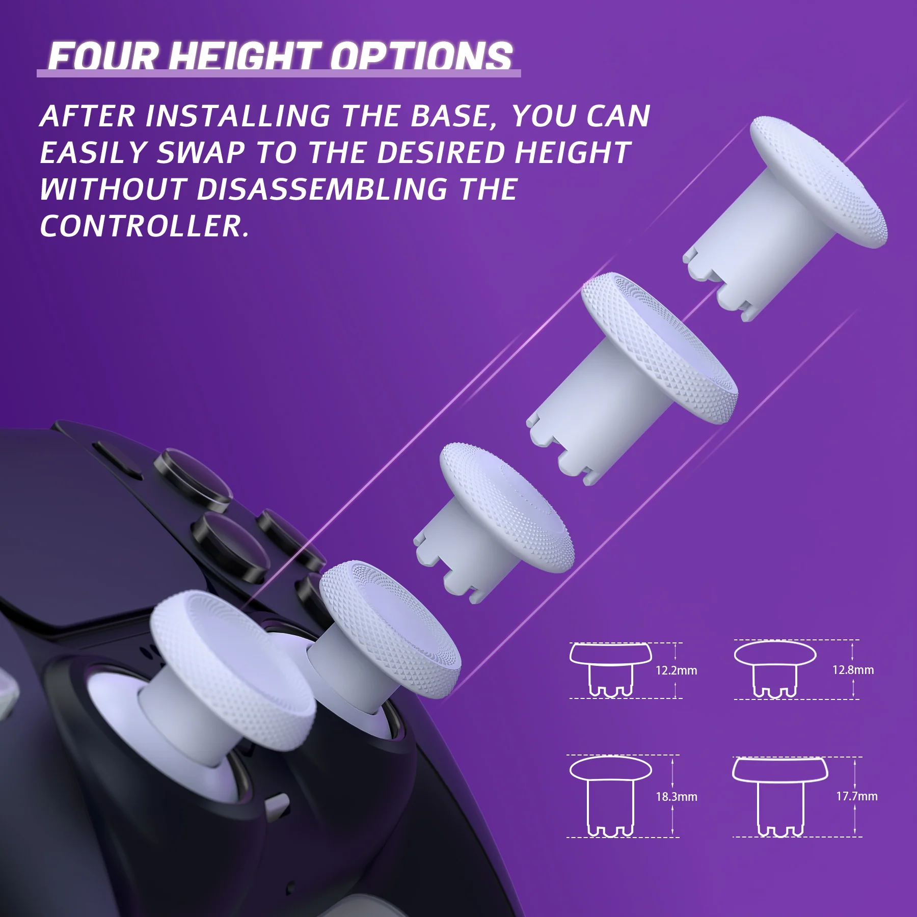 eXtremeRate ThumbsGear V3 Interchangeable Ergonomic Thumbstick for PS5 & PS4 Controller - Original White - Image 3