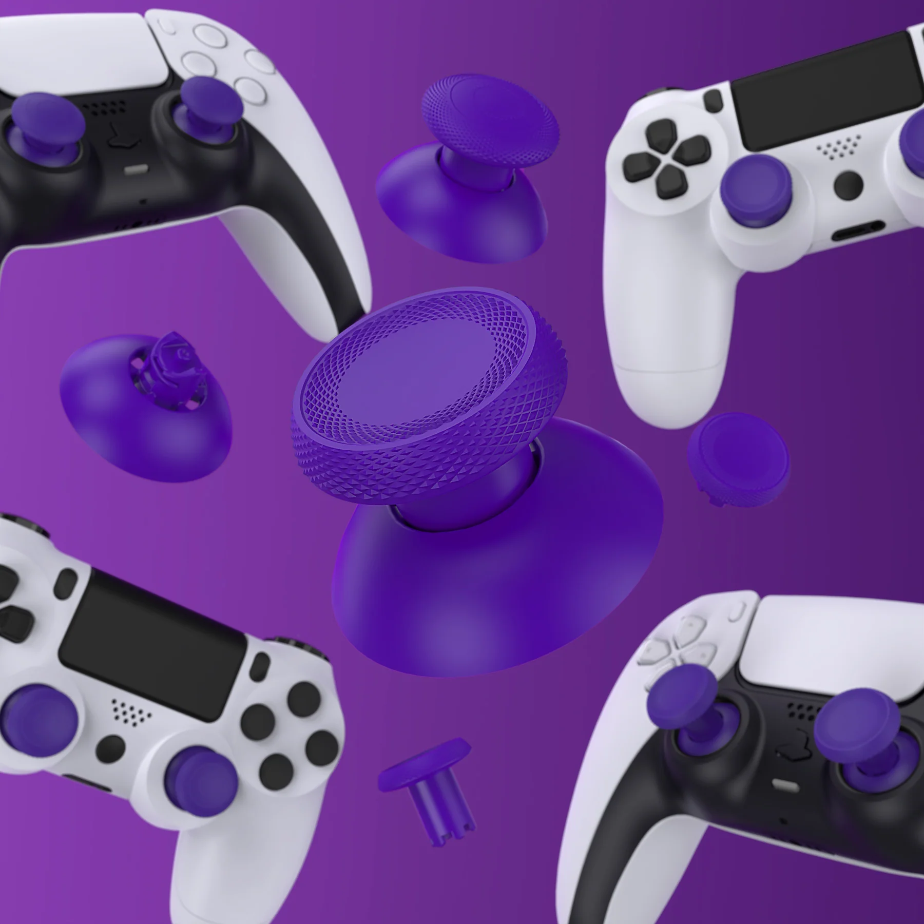eXtremeRate ThumbsGear V3 Interchangeable Ergonomic Thumbstick for PS5 & PS4 Controller - Purple - Image 11