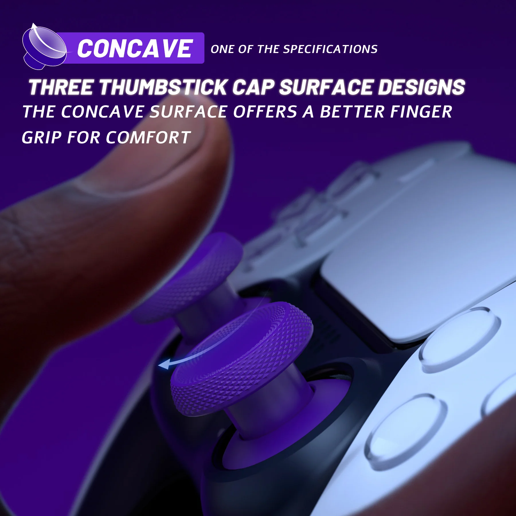 eXtremeRate ThumbsGear V3 Interchangeable Ergonomic Thumbstick for PS5 & PS4 Controller - Purple - Image 4