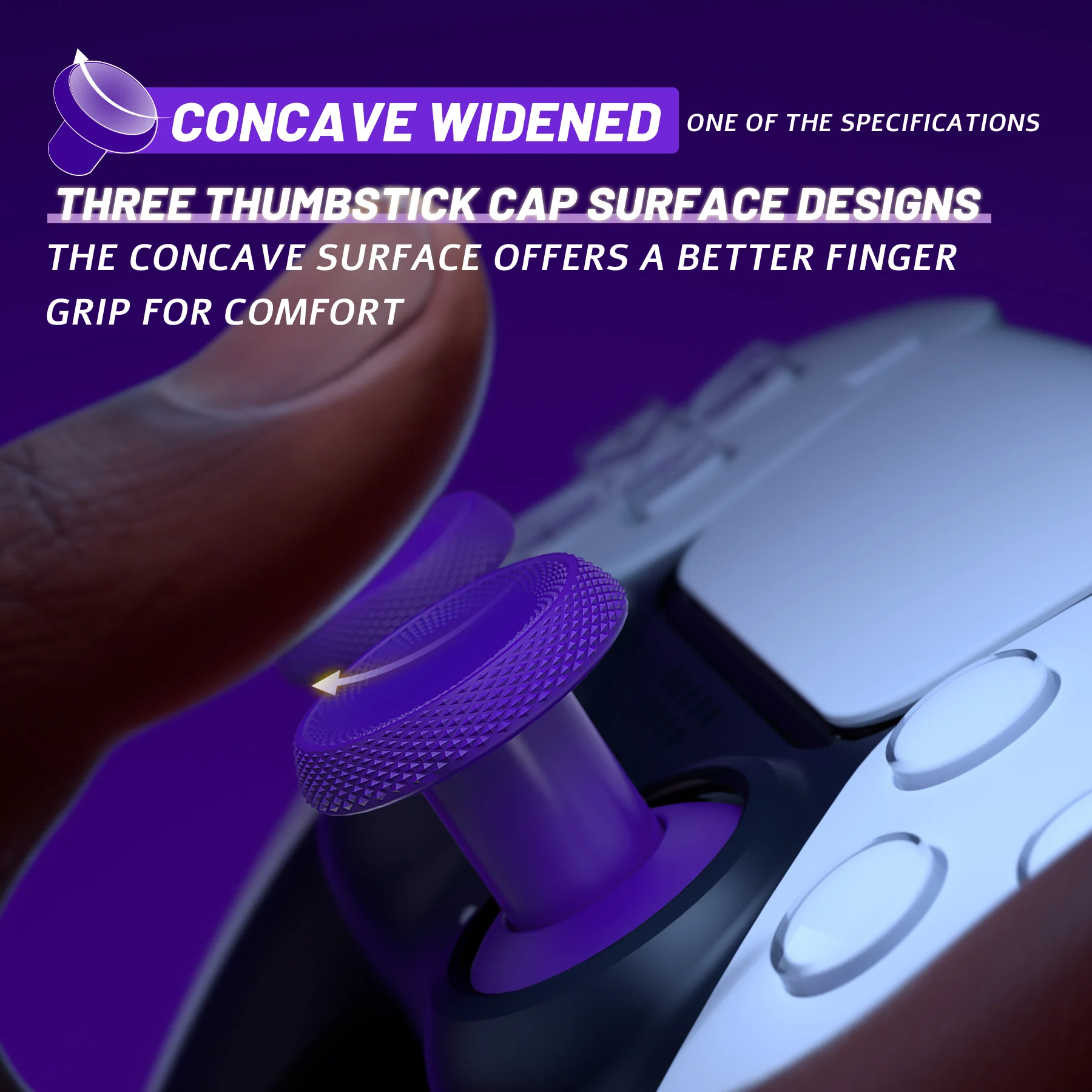 eXtremeRate ThumbsGear V3 Interchangeable Ergonomic Thumbstick for PS5 & PS4 Controller - Purple - Image 6