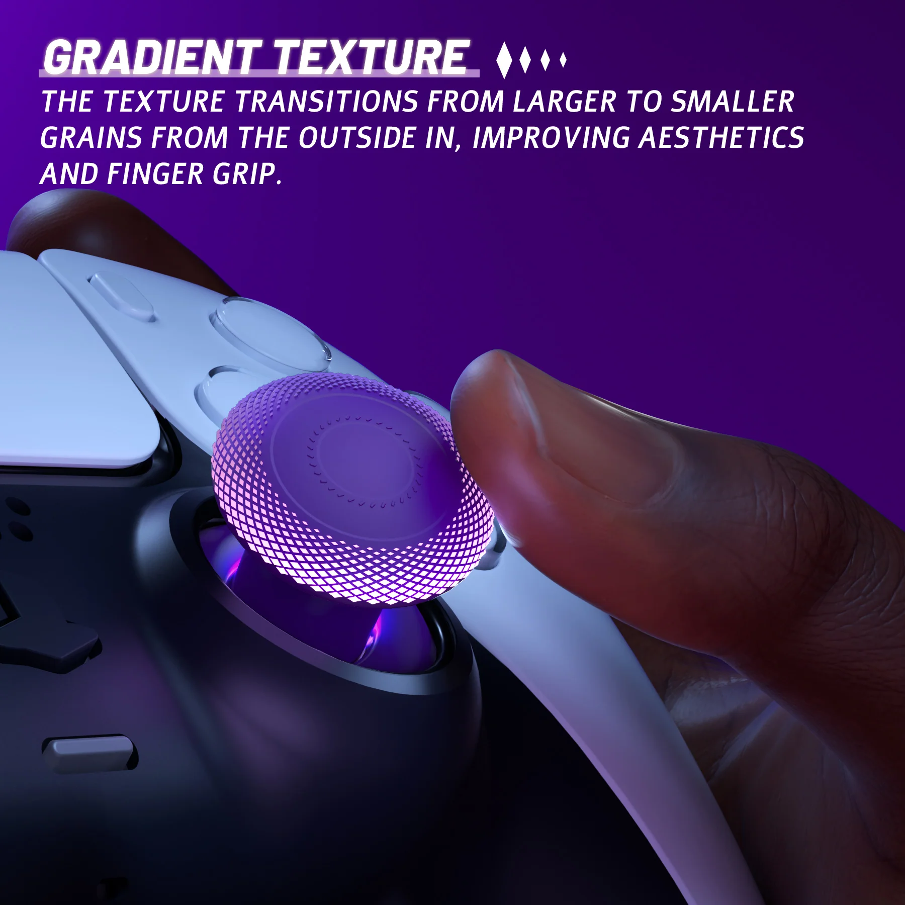 eXtremeRate ThumbsGear V3 Interchangeable Ergonomic Thumbstick for PS5 & PS4 Controller - Purple - Image 7