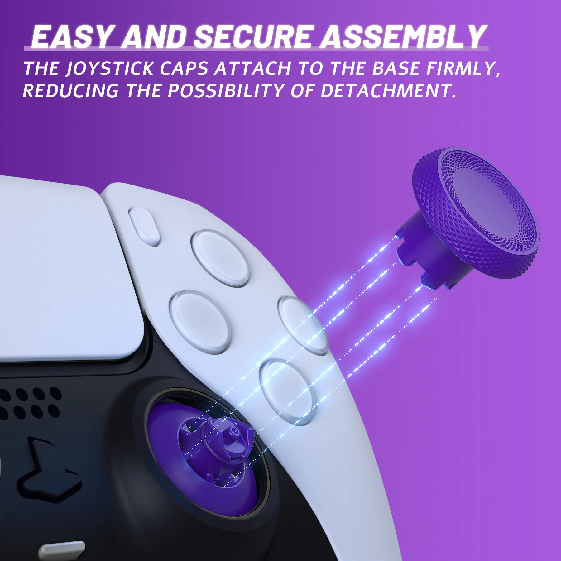 eXtremeRate ThumbsGear V3 Interchangeable Ergonomic Thumbstick for PS5 & PS4 Controller - Purple - Image 8