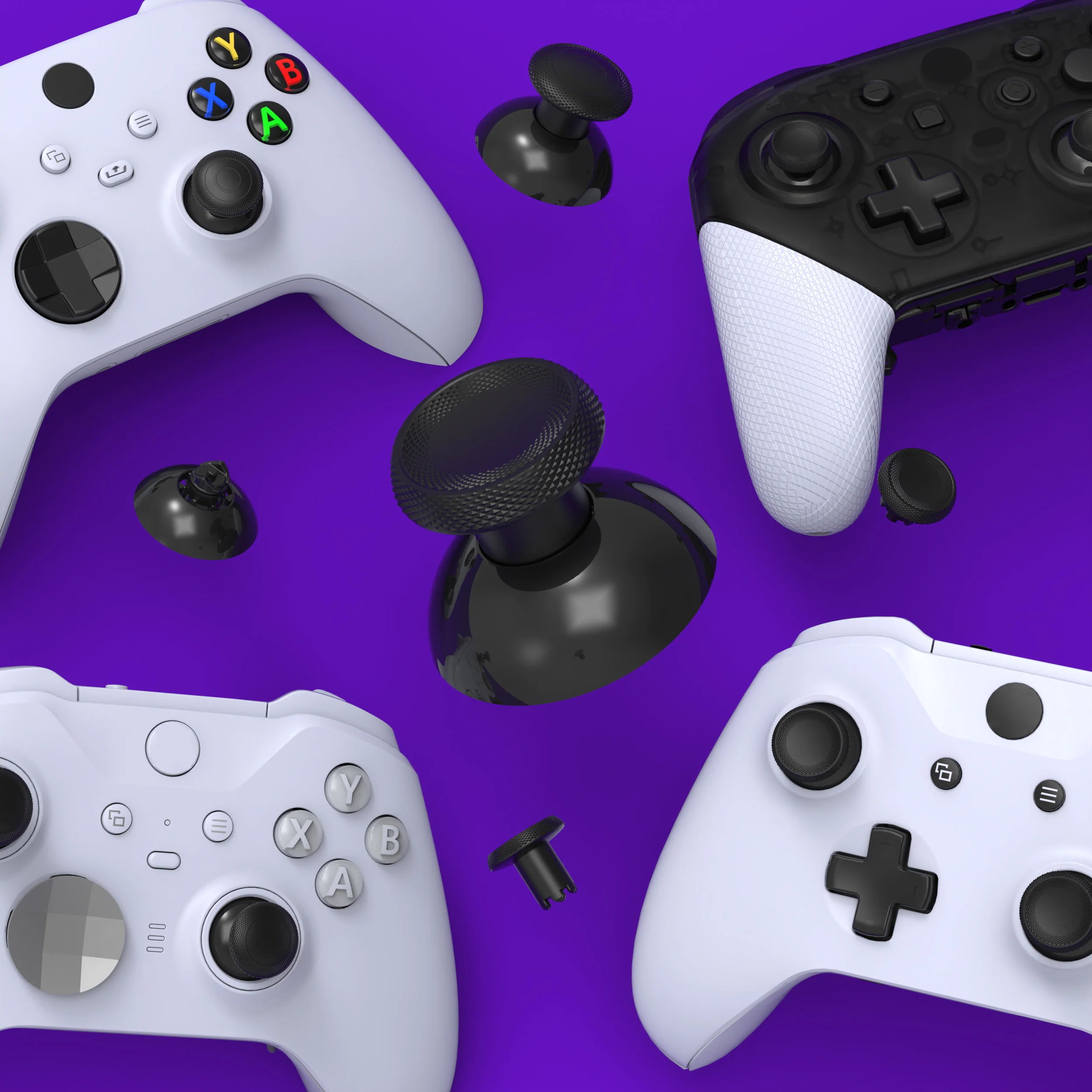 eXtremeRate ThumbsGear V3 Interchangeable Thumbsticks for Xbox Core Controller & Xbox One S/X/Elite Controller & Nintendo Switch Pro Controller - Black - Image 12