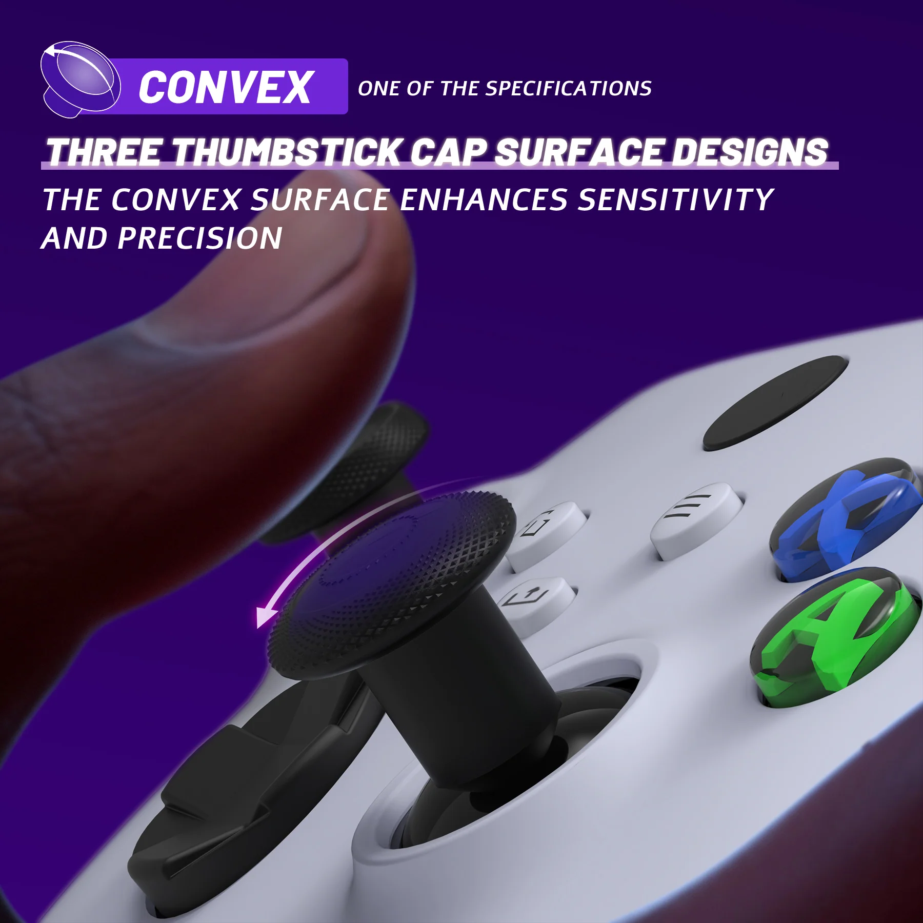 eXtremeRate ThumbsGear V3 Interchangeable Thumbsticks for Xbox Core Controller & Xbox One S/X/Elite Controller & Nintendo Switch Pro Controller - Black - Image 6