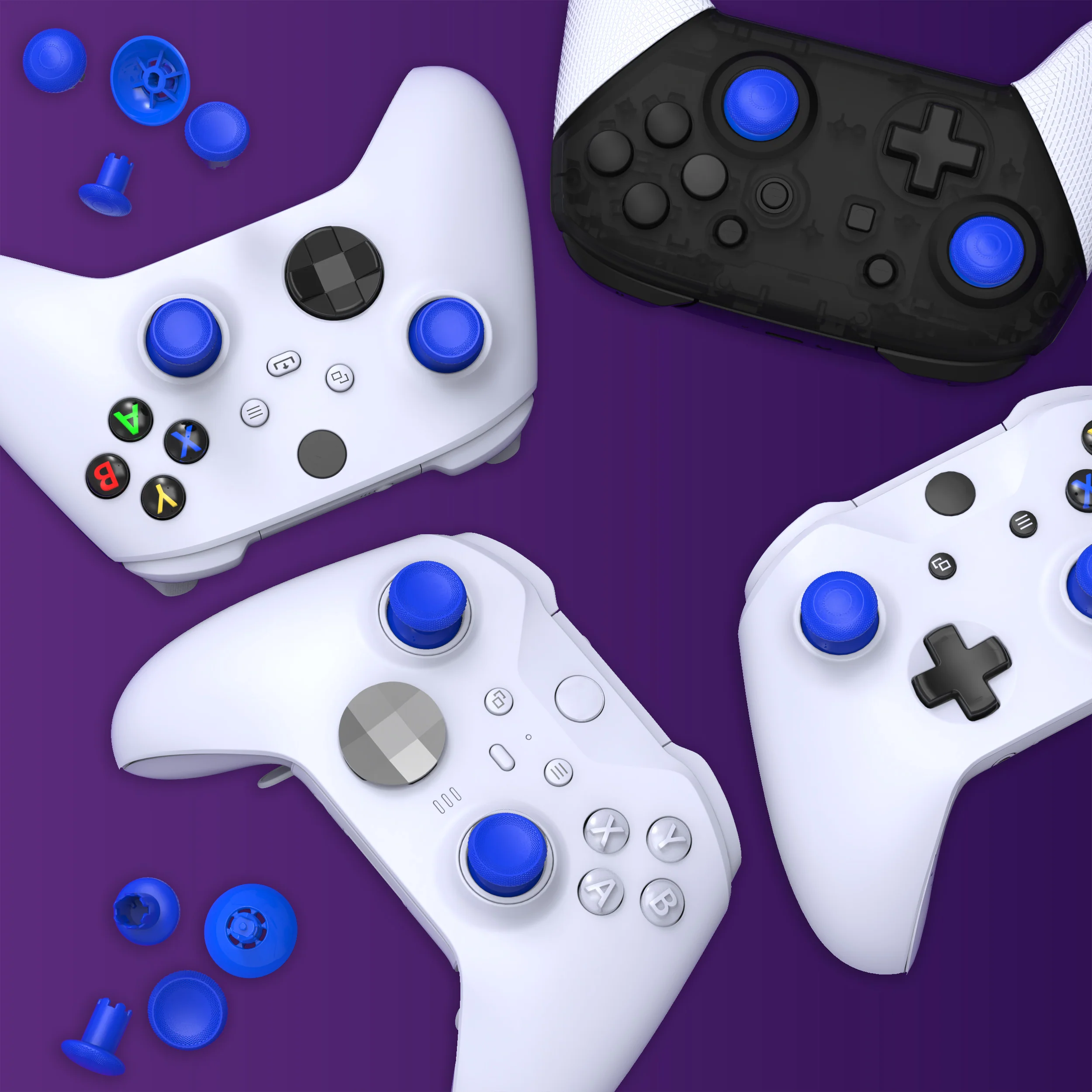 eXtremeRate ThumbsGear V3 Interchangeable Thumbsticks for Xbox Core Controller & Xbox One S/X/Elite Controller & Nintendo Switch Pro Controller - Blue - Image 11