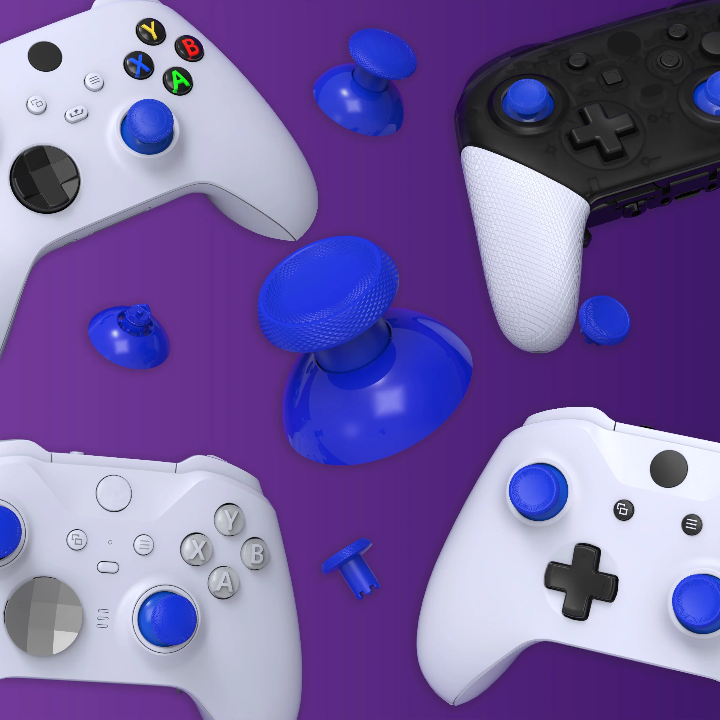 eXtremeRate ThumbsGear V3 Interchangeable Thumbsticks for Xbox Core Controller & Xbox One S/X/Elite Controller & Nintendo Switch Pro Controller - Blue - Image 12