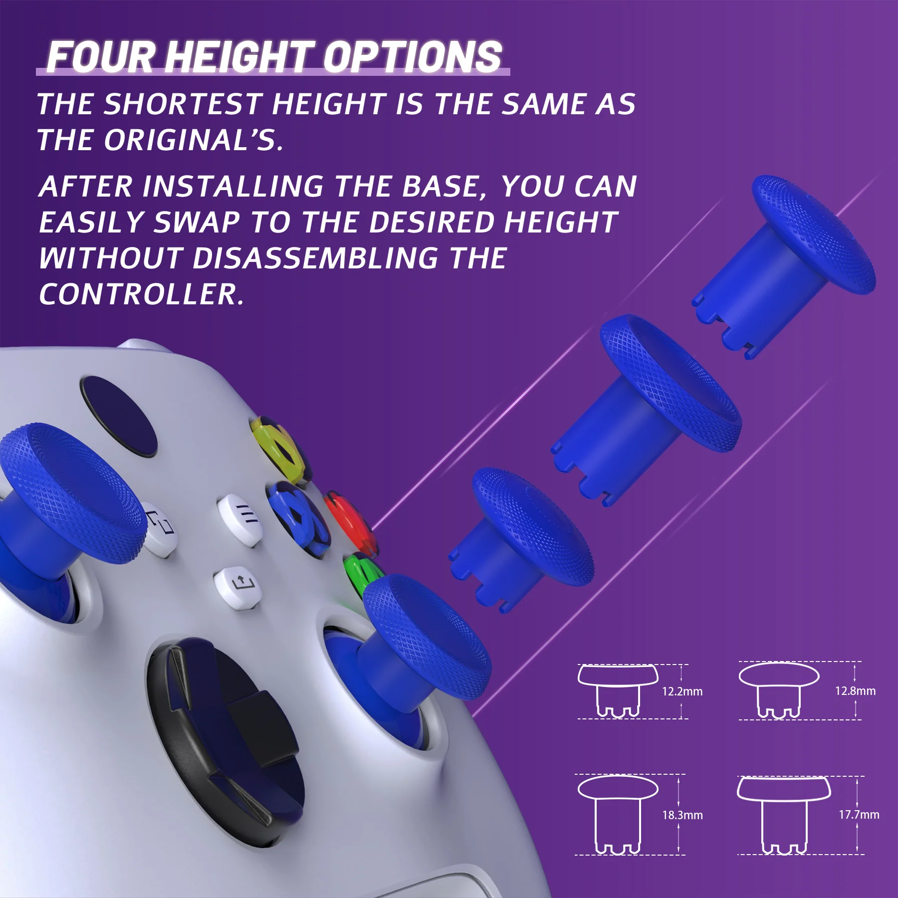 eXtremeRate ThumbsGear V3 Interchangeable Thumbsticks for Xbox Core Controller & Xbox One S/X/Elite Controller & Nintendo Switch Pro Controller - Blue - Image 4