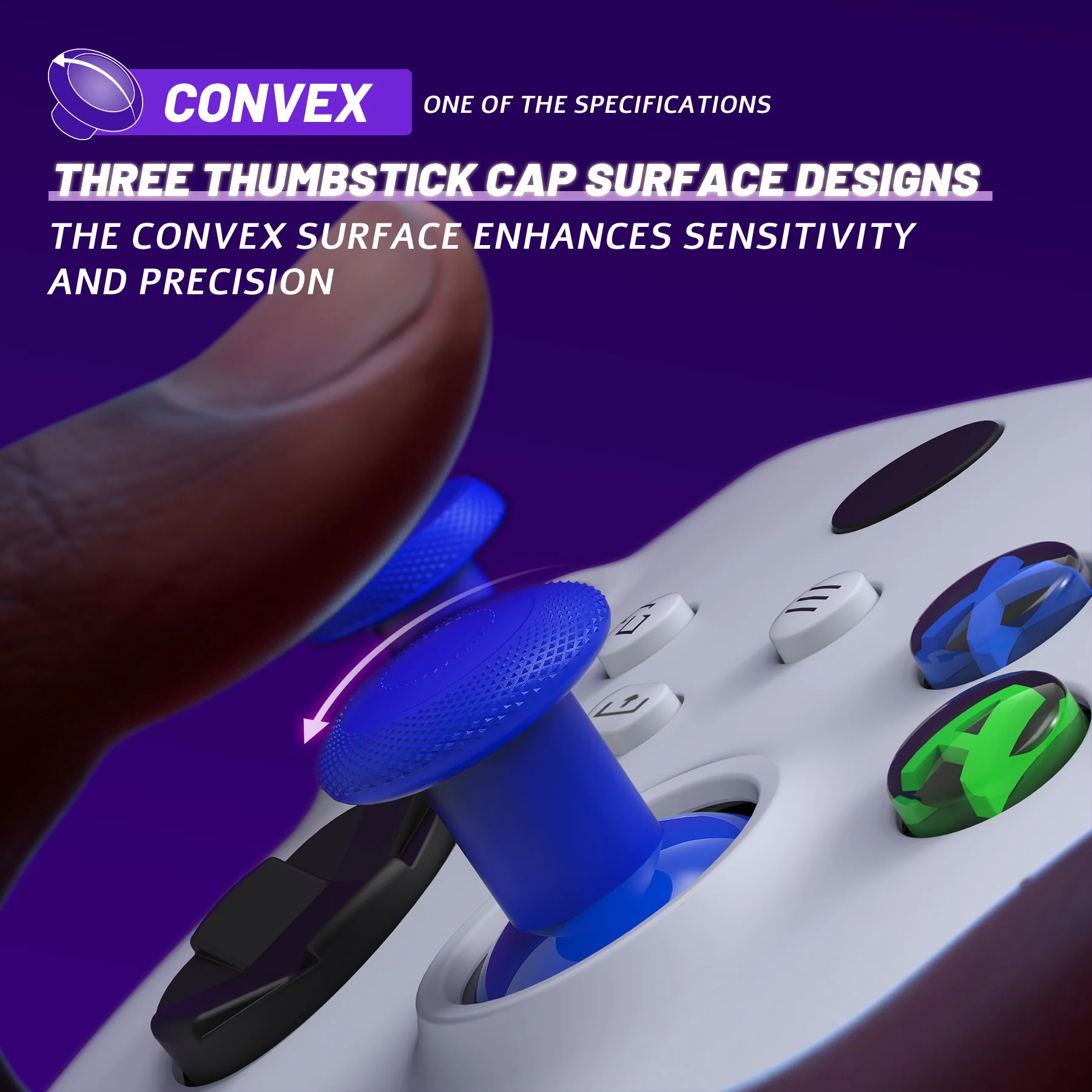 eXtremeRate ThumbsGear V3 Interchangeable Thumbsticks for Xbox Core Controller & Xbox One S/X/Elite Controller & Nintendo Switch Pro Controller - Blue - Image 6