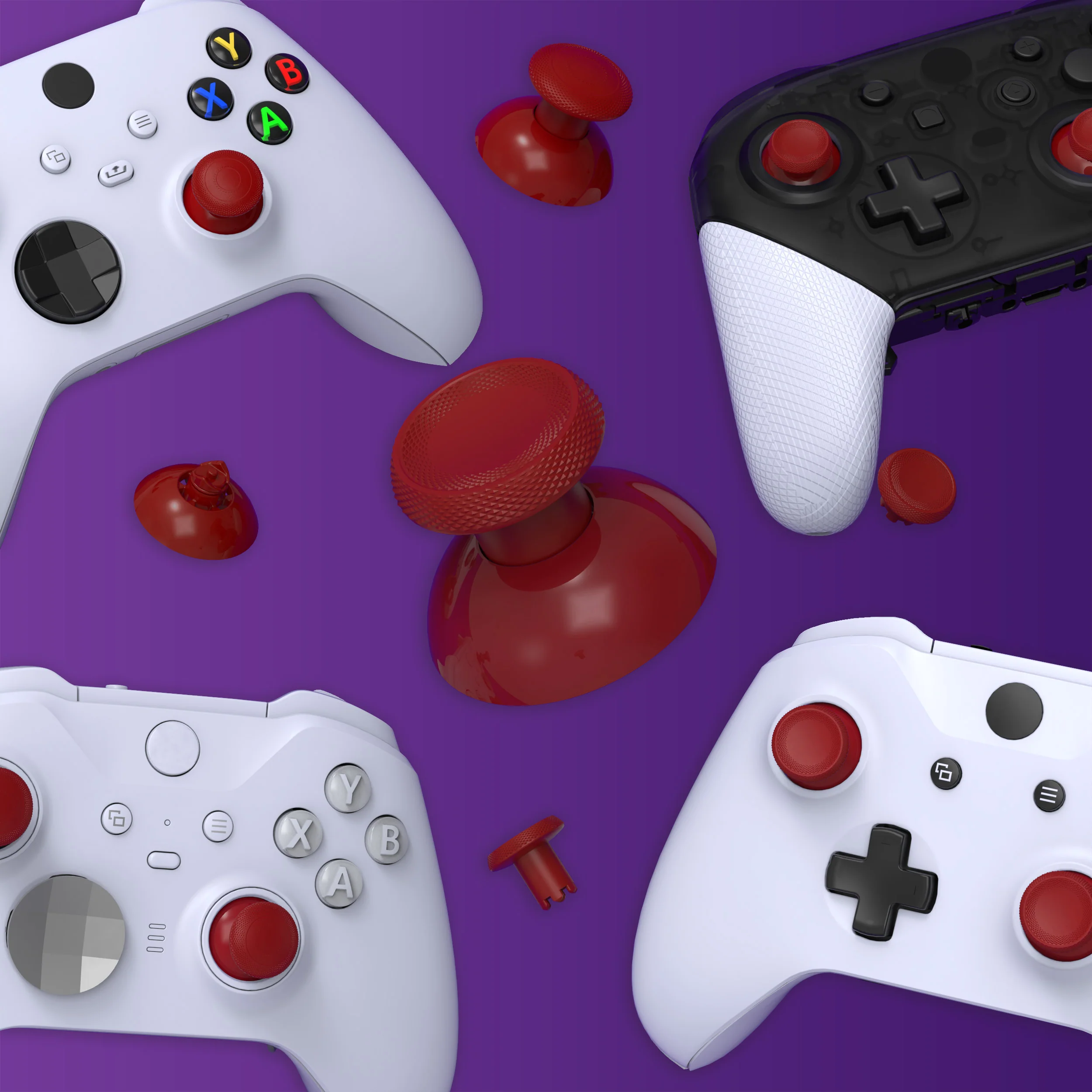 eXtremeRate ThumbsGear V3 Interchangeable Thumbsticks for Xbox Core Controller & Xbox One S/X/Elite Controller & Nintendo Switch Pro Controller - Carmine Red - Image 12