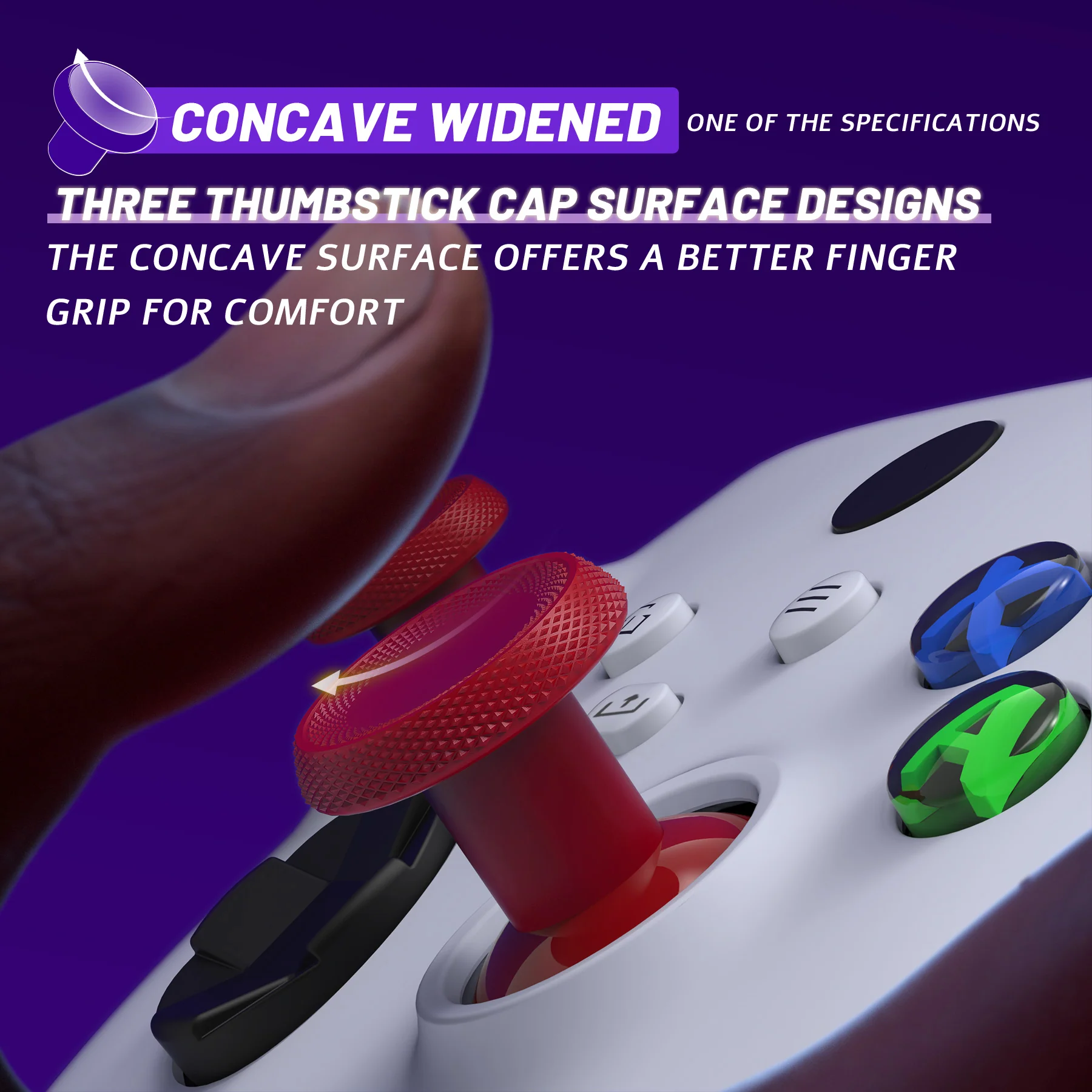 eXtremeRate ThumbsGear V3 Interchangeable Thumbsticks for Xbox Core Controller & Xbox One S/X/Elite Controller & Nintendo Switch Pro Controller - Carmine Red - Image 7