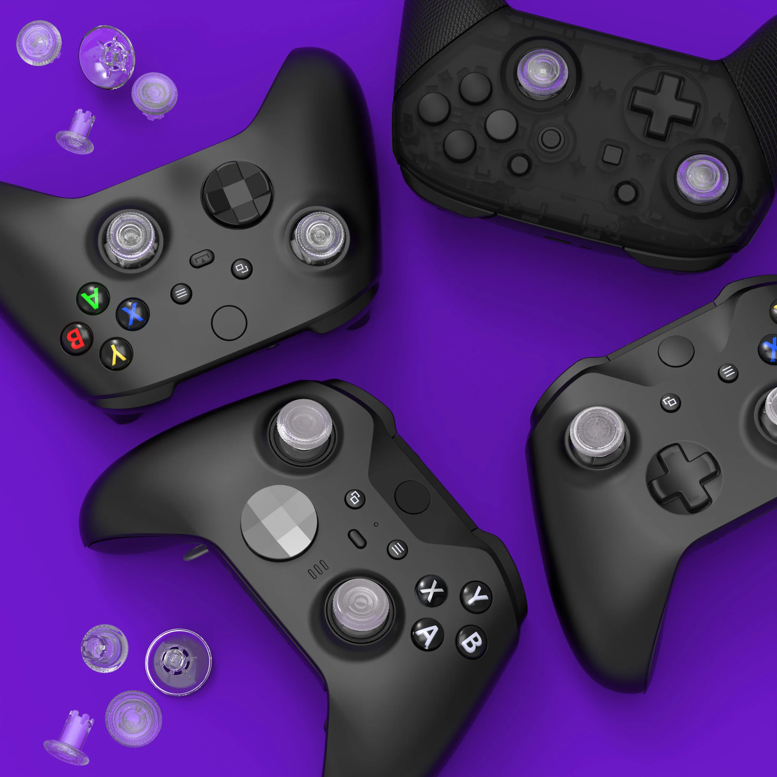 eXtremeRate ThumbsGear V3 Interchangeable Thumbsticks for Xbox Core Controller & Xbox One S/X/Elite Controller & Nintendo Switch Pro Controller - Clear - Image 11