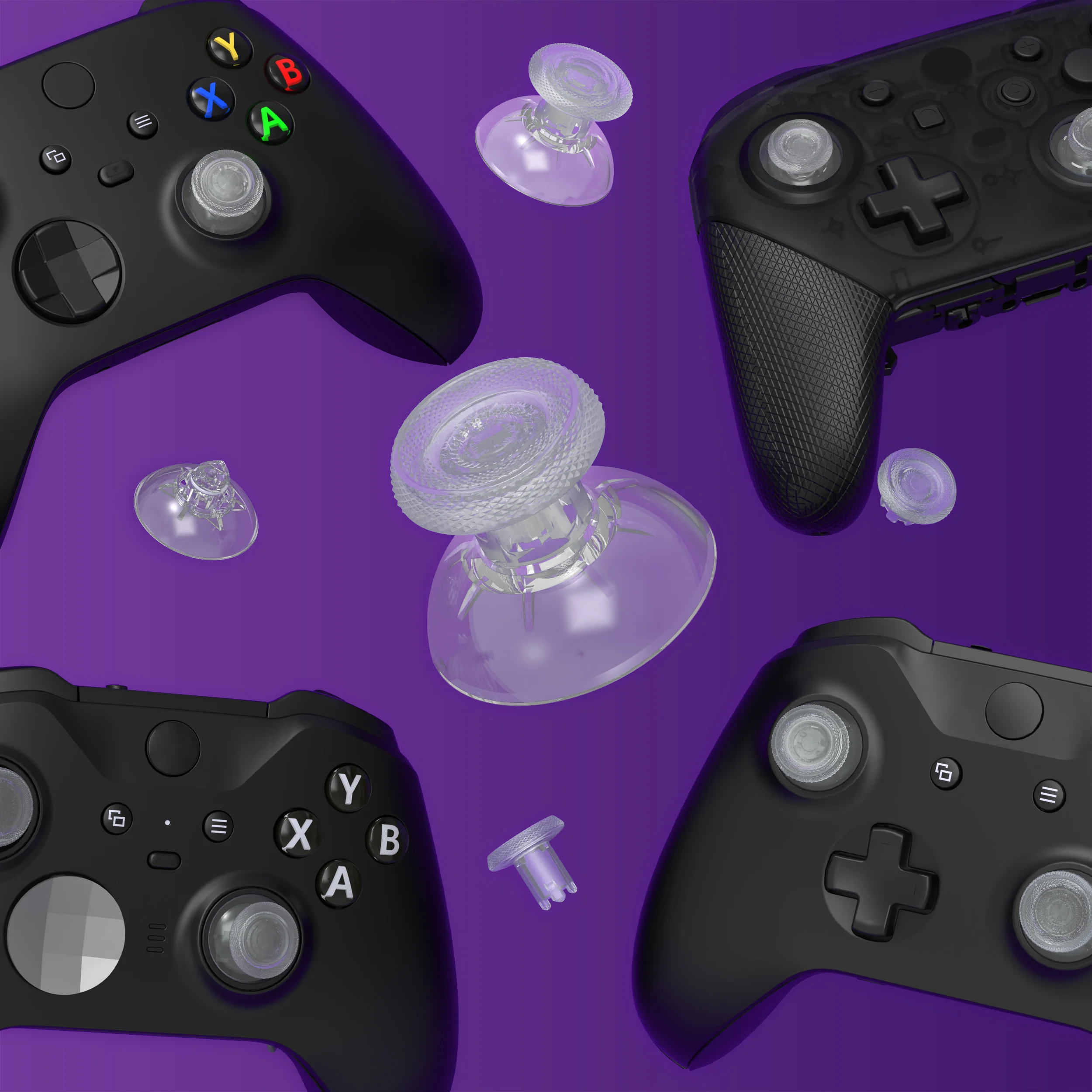 eXtremeRate ThumbsGear V3 Interchangeable Thumbsticks for Xbox Core Controller & Xbox One S/X/Elite Controller & Nintendo Switch Pro Controller - Clear - Image 12