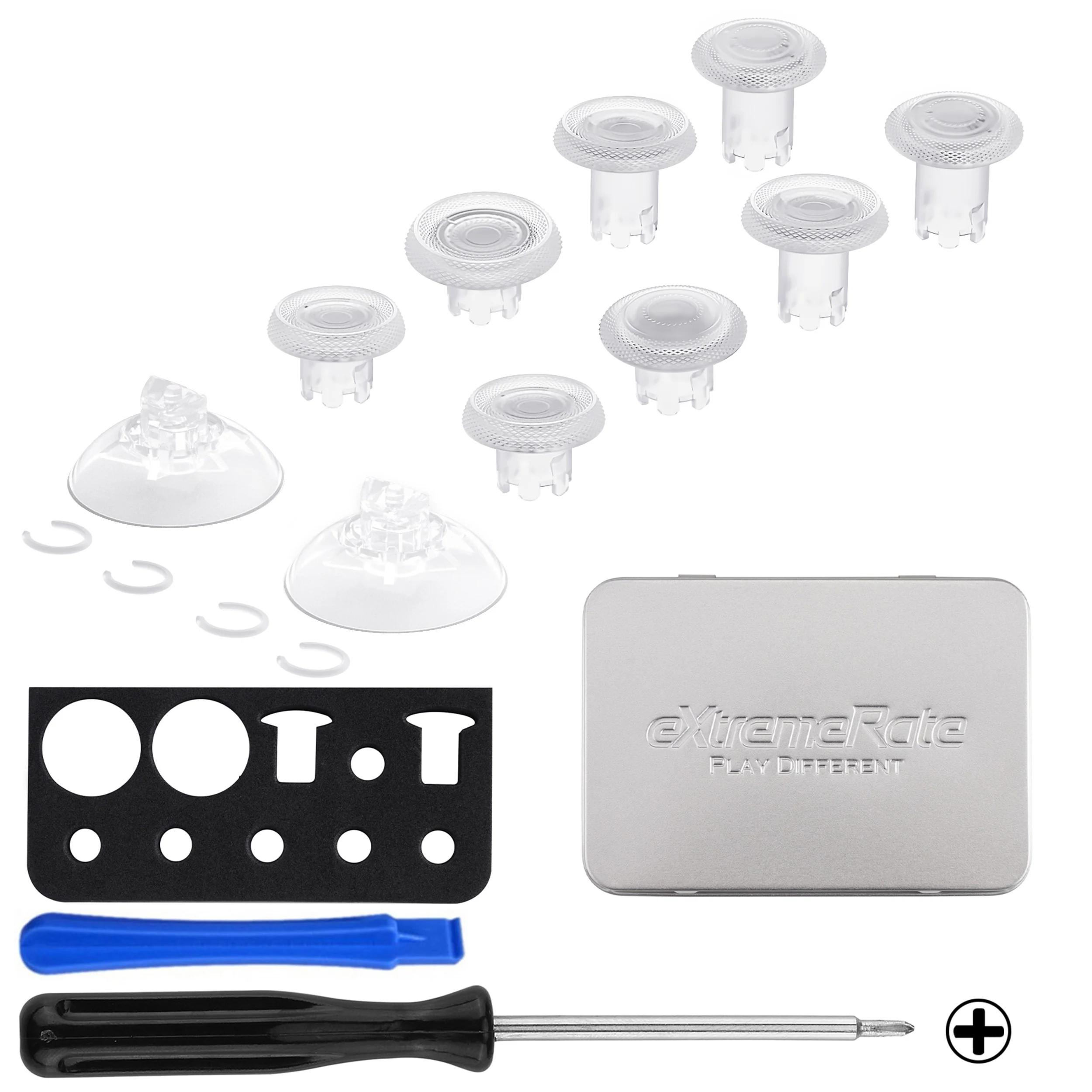 eXtremeRate ThumbsGear V3 Interchangeable Thumbsticks for Xbox Core Controller & Xbox One S/X/Elite Controller & Nintendo Switch Pro Controller - Clear - Image 2