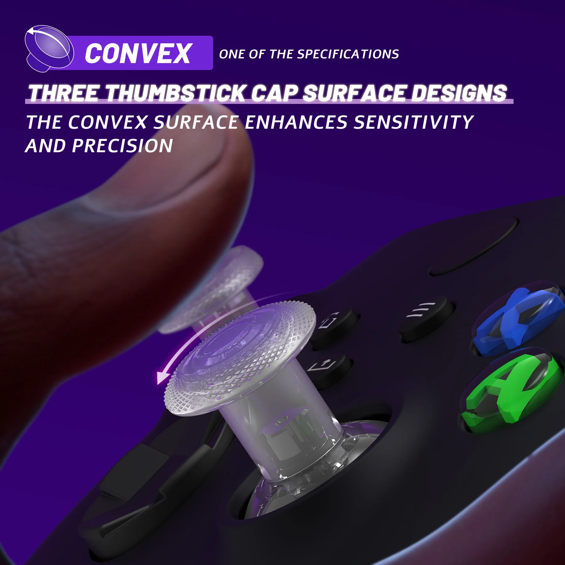 eXtremeRate ThumbsGear V3 Interchangeable Thumbsticks for Xbox Core Controller & Xbox One S/X/Elite Controller & Nintendo Switch Pro Controller - Clear - Image 6