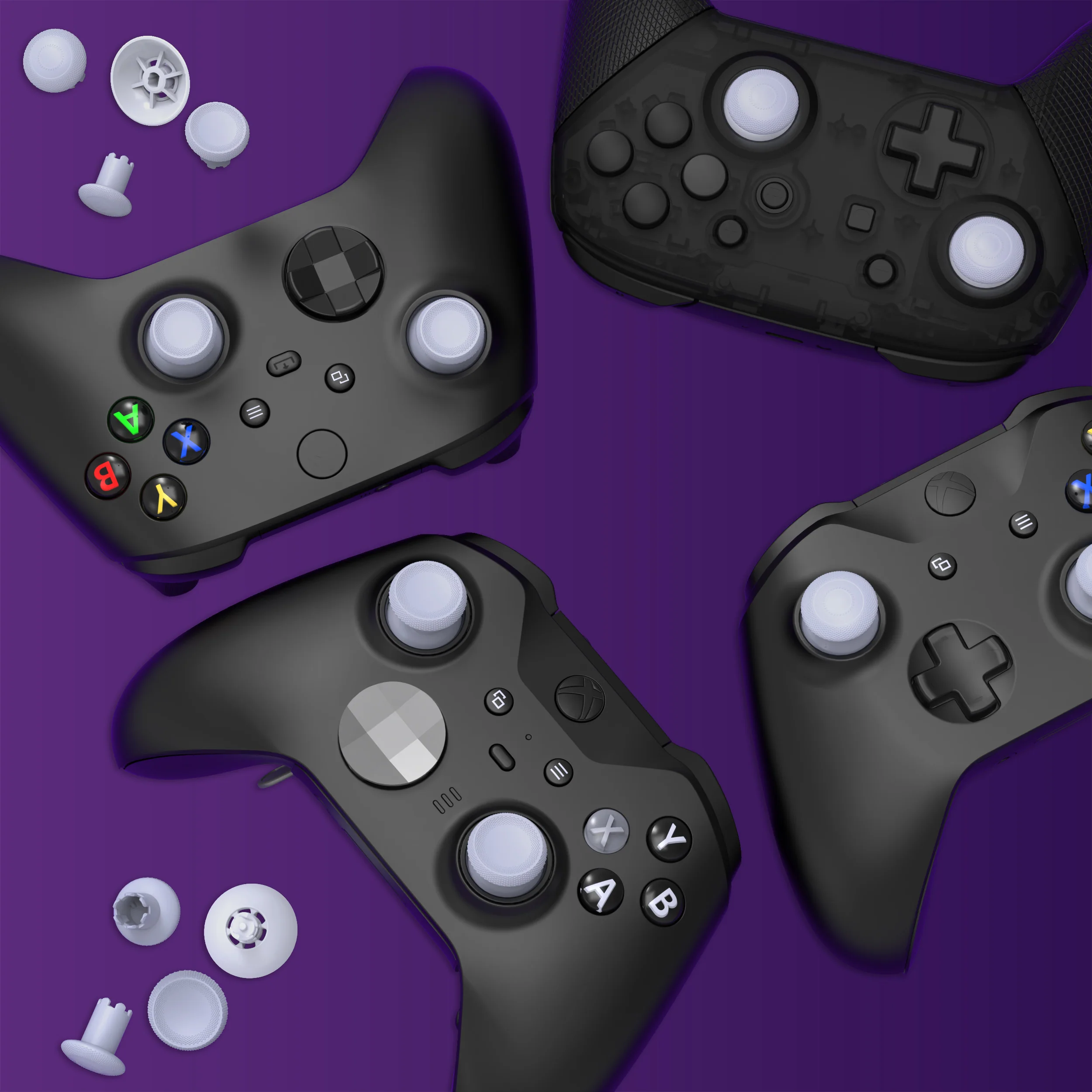 eXtremeRate ThumbsGear V3 Interchangeable Thumbsticks for Xbox Core Controller & Xbox One S/X/Elite Controller & Nintendo Switch Pro Controller - Original White - Image 11