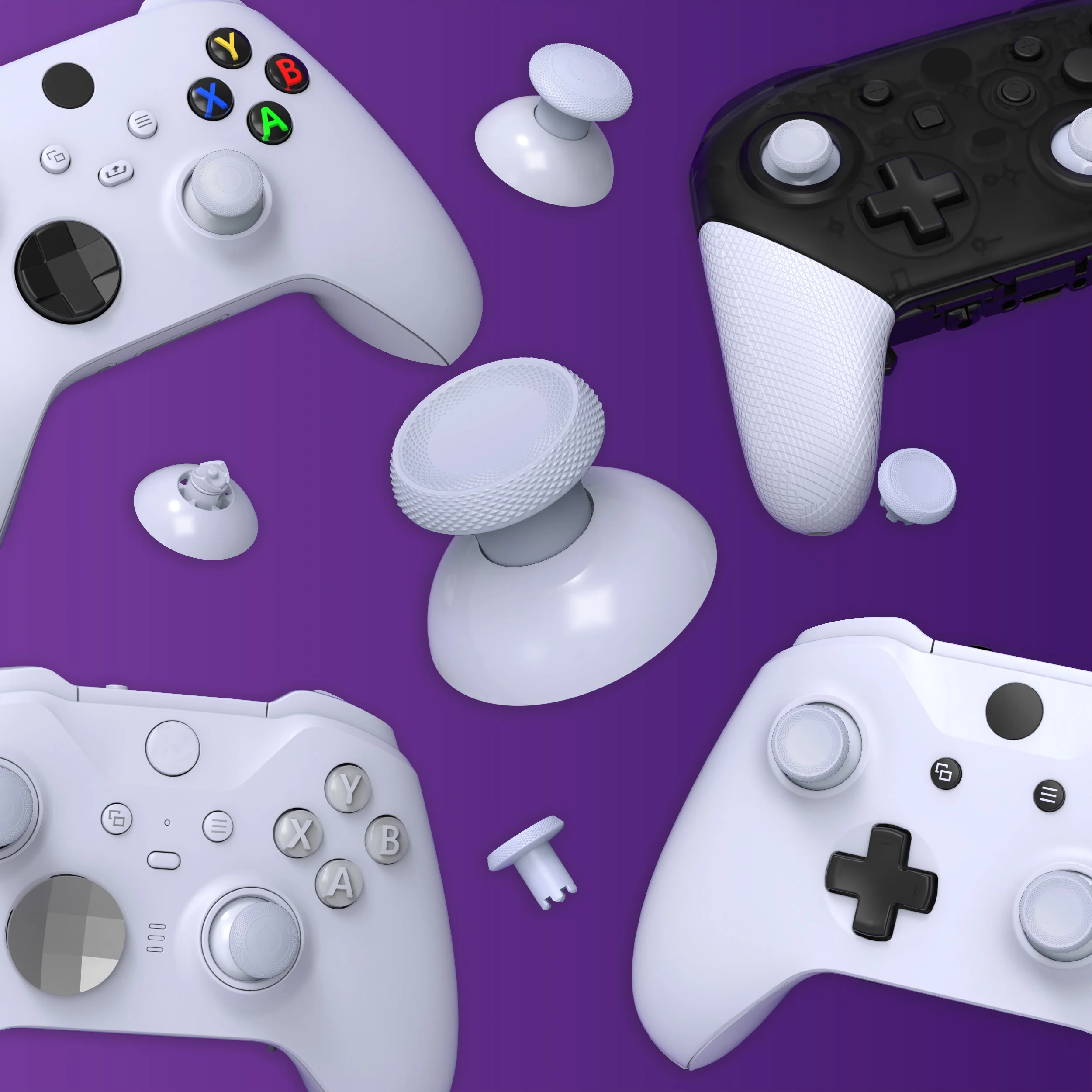 eXtremeRate ThumbsGear V3 Interchangeable Thumbsticks for Xbox Core Controller & Xbox One S/X/Elite Controller & Nintendo Switch Pro Controller - Original White - Image 12