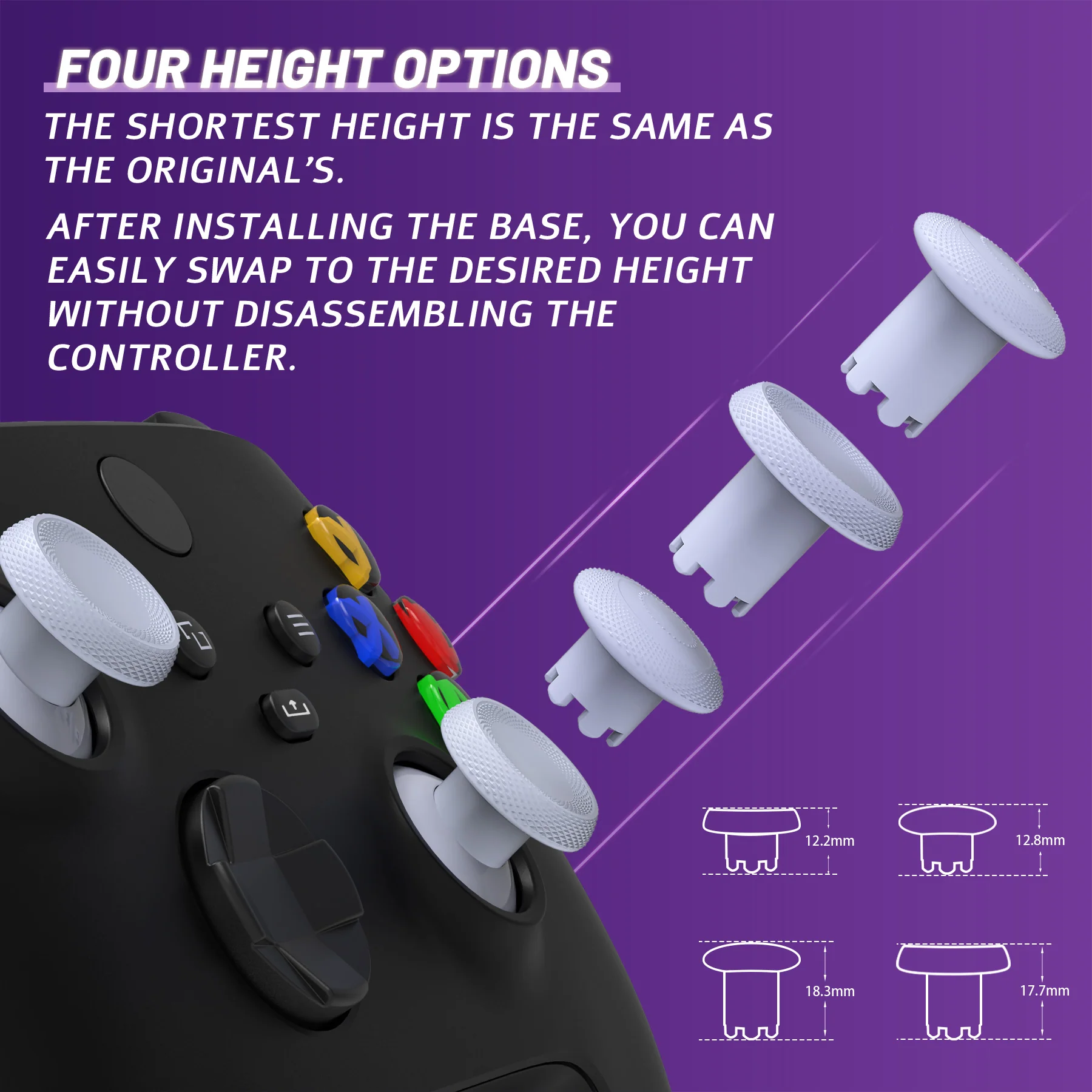 eXtremeRate ThumbsGear V3 Interchangeable Thumbsticks for Xbox Core Controller & Xbox One S/X/Elite Controller & Nintendo Switch Pro Controller - Original White - Image 4
