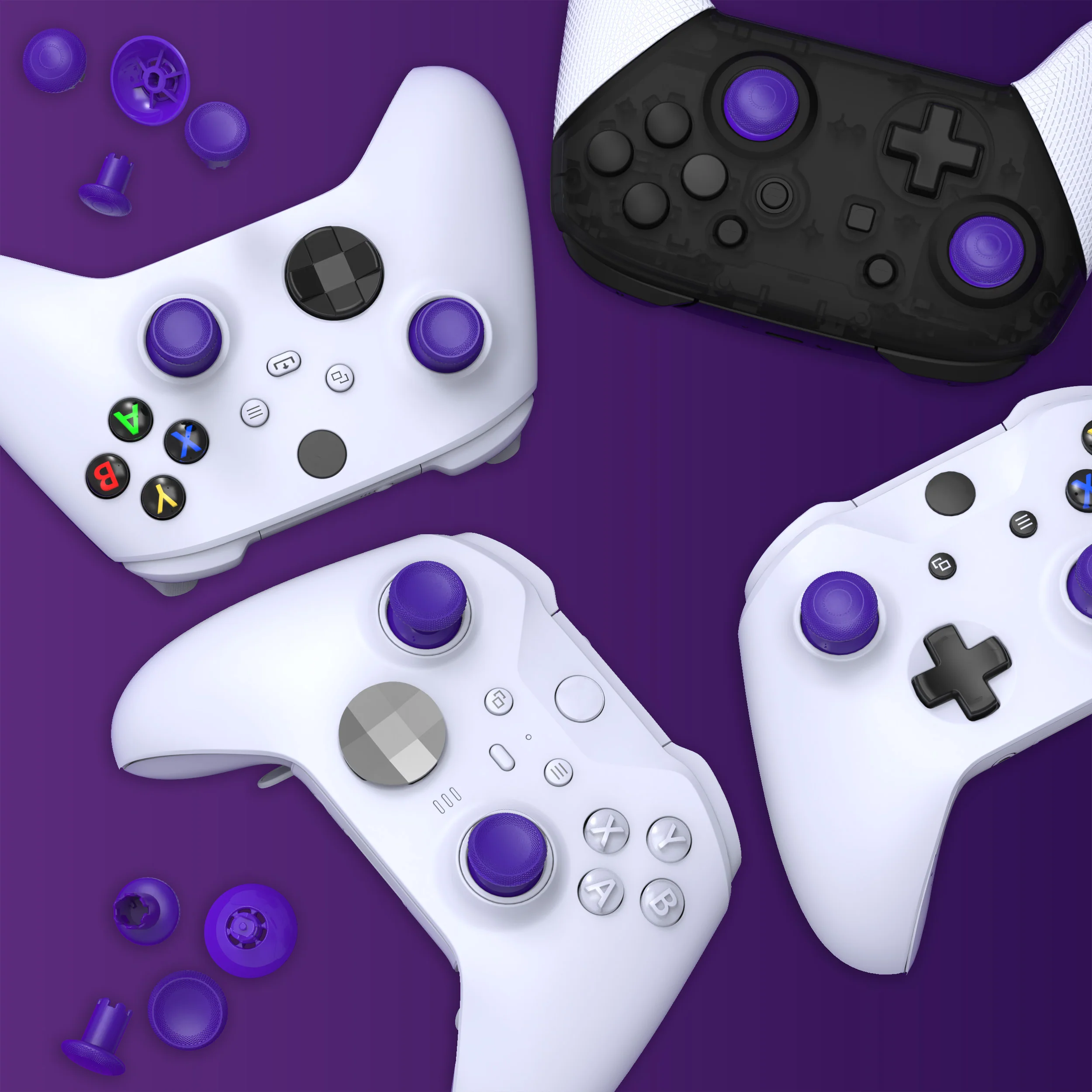eXtremeRate ThumbsGear V3 Interchangeable Thumbsticks for Xbox Core Controller & Xbox One S/X/Elite Controller & Nintendo Switch Pro Controller - Purple - Image 11