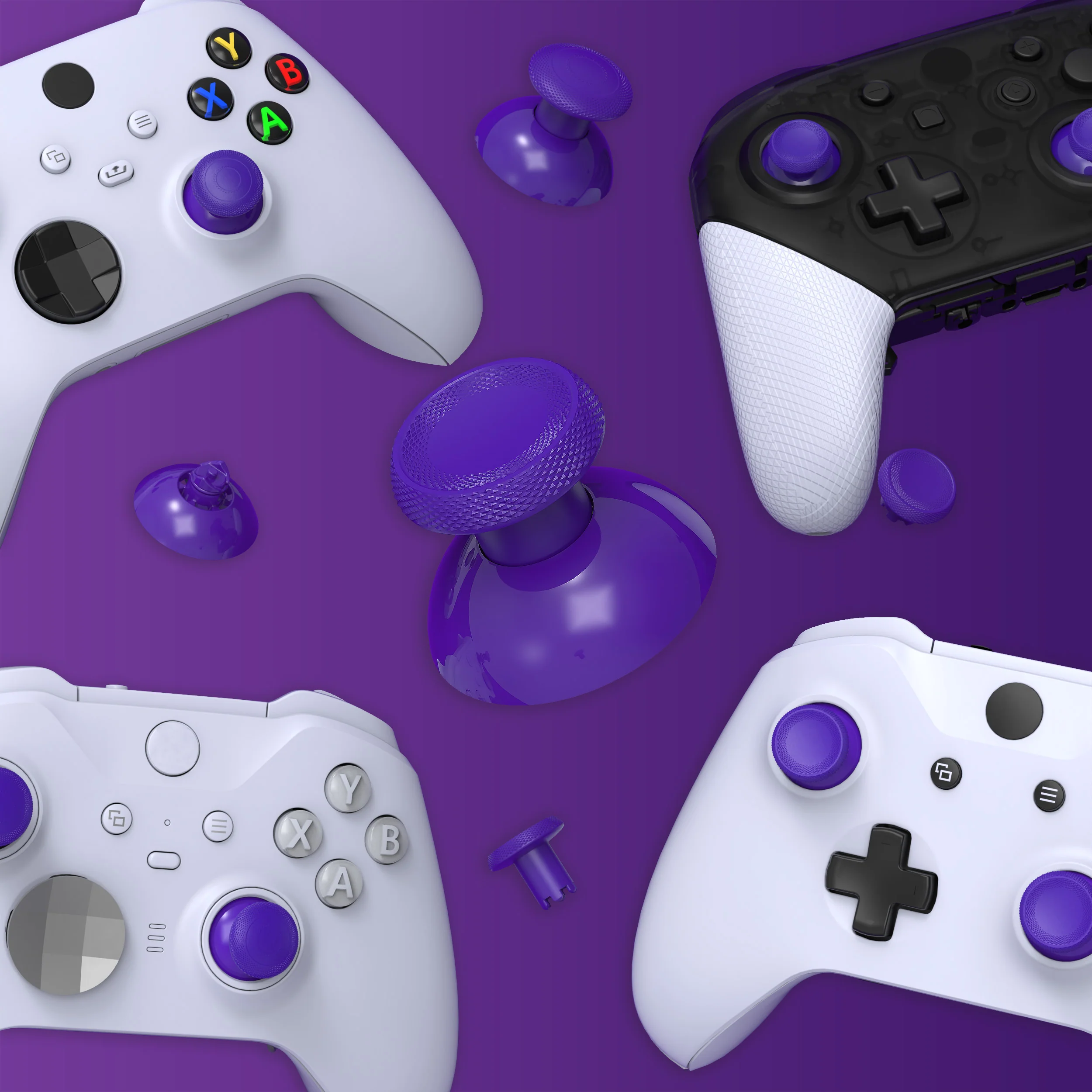 eXtremeRate ThumbsGear V3 Interchangeable Thumbsticks for Xbox Core Controller & Xbox One S/X/Elite Controller & Nintendo Switch Pro Controller - Purple - Image 12