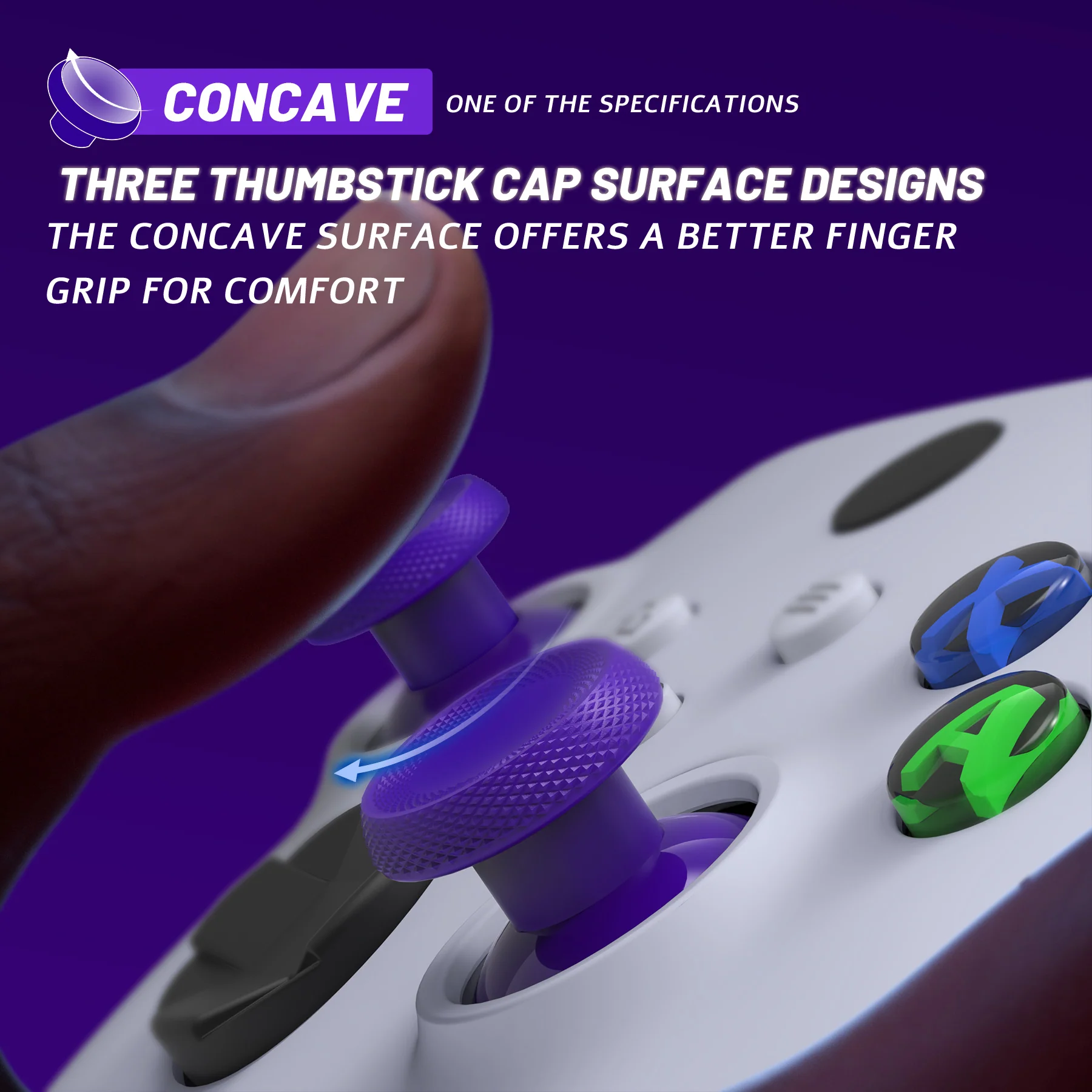 eXtremeRate ThumbsGear V3 Interchangeable Thumbsticks for Xbox Core Controller & Xbox One S/X/Elite Controller & Nintendo Switch Pro Controller - Purple - Image 5