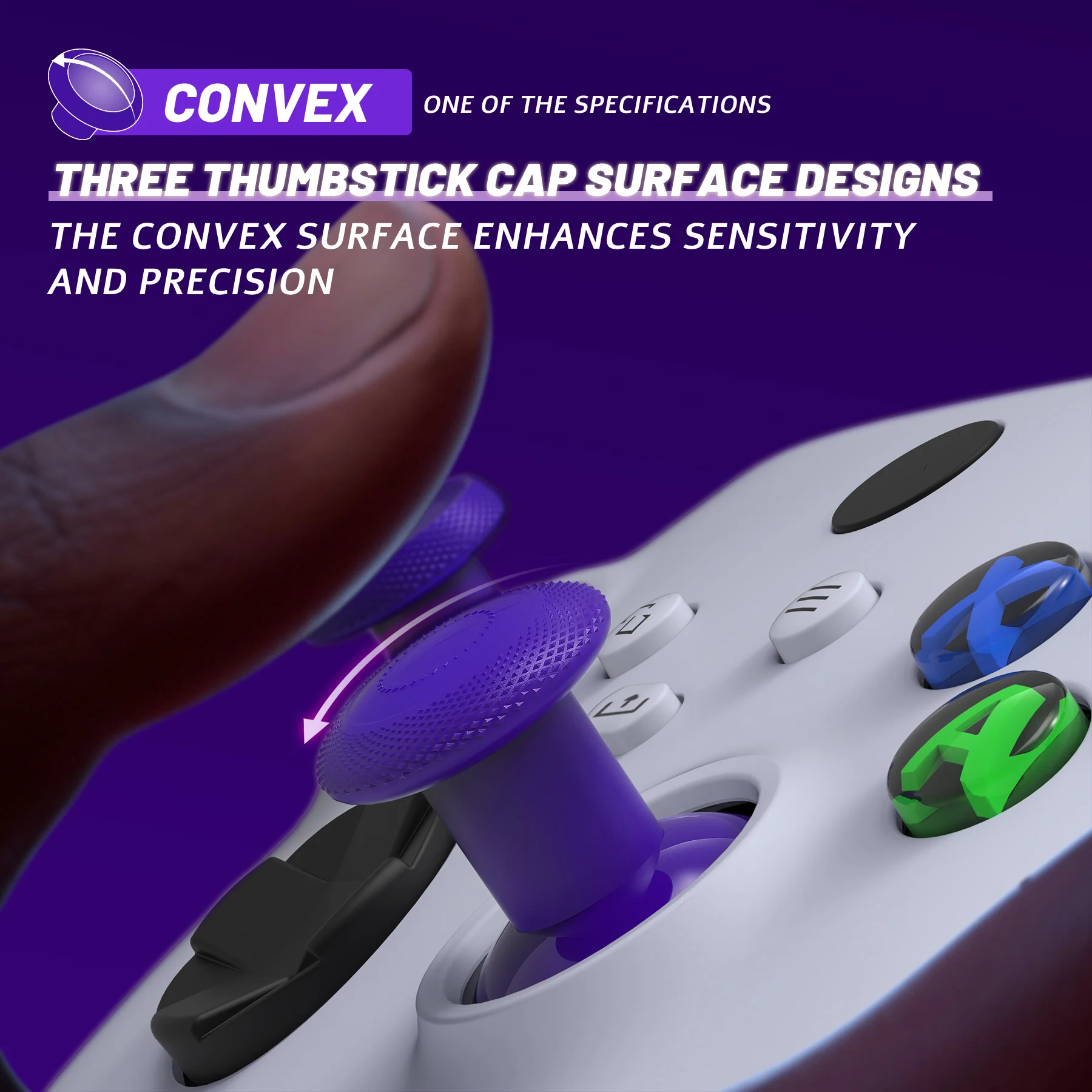 eXtremeRate ThumbsGear V3 Interchangeable Thumbsticks for Xbox Core Controller & Xbox One S/X/Elite Controller & Nintendo Switch Pro Controller - Purple - Image 6