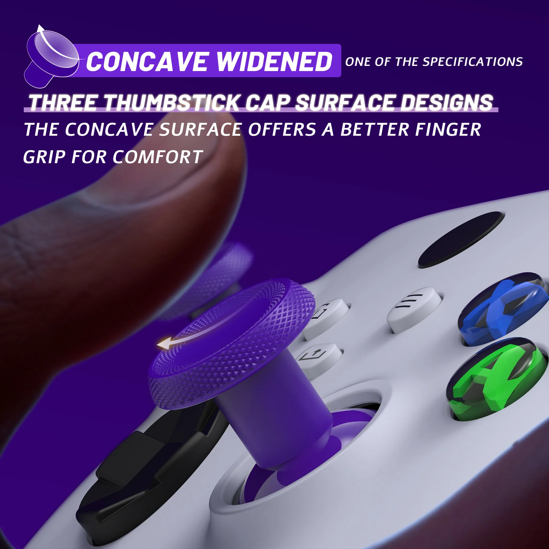 eXtremeRate ThumbsGear V3 Interchangeable Thumbsticks for Xbox Core Controller & Xbox One S/X/Elite Controller & Nintendo Switch Pro Controller - Purple - Image 7