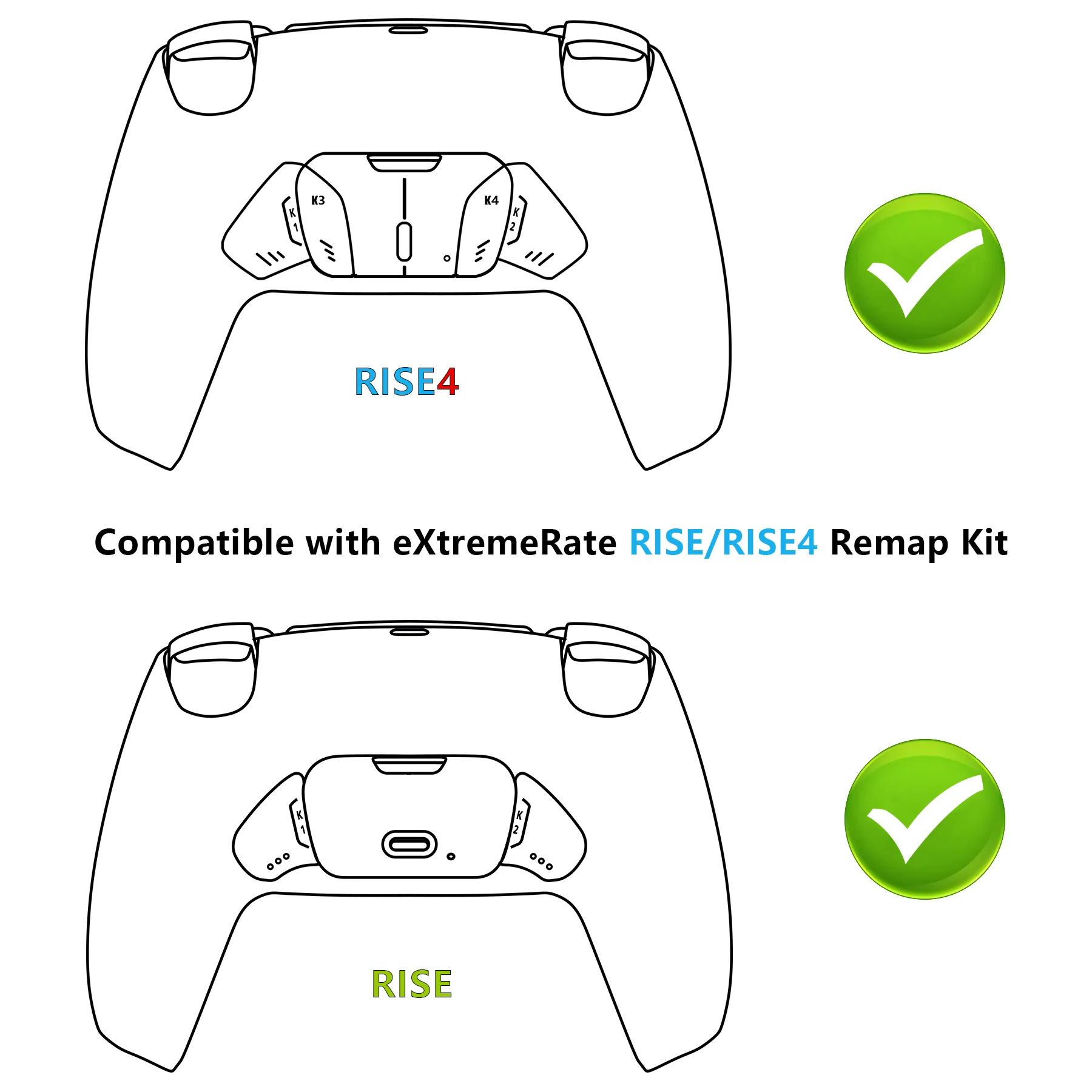 eXtremeRate Turn RISE & RISE4 to RISE4 RMB Kit – Real Metal Buttons (RMB) Version K1 K2 K3 K4 Back Buttons Housing & Remap PCB Board for eXtremeRate RISE & RISE4 Remap kit, Compatible with PS5 Controller - Metallic Rainbow Aura Blue & Purple - Image 2
