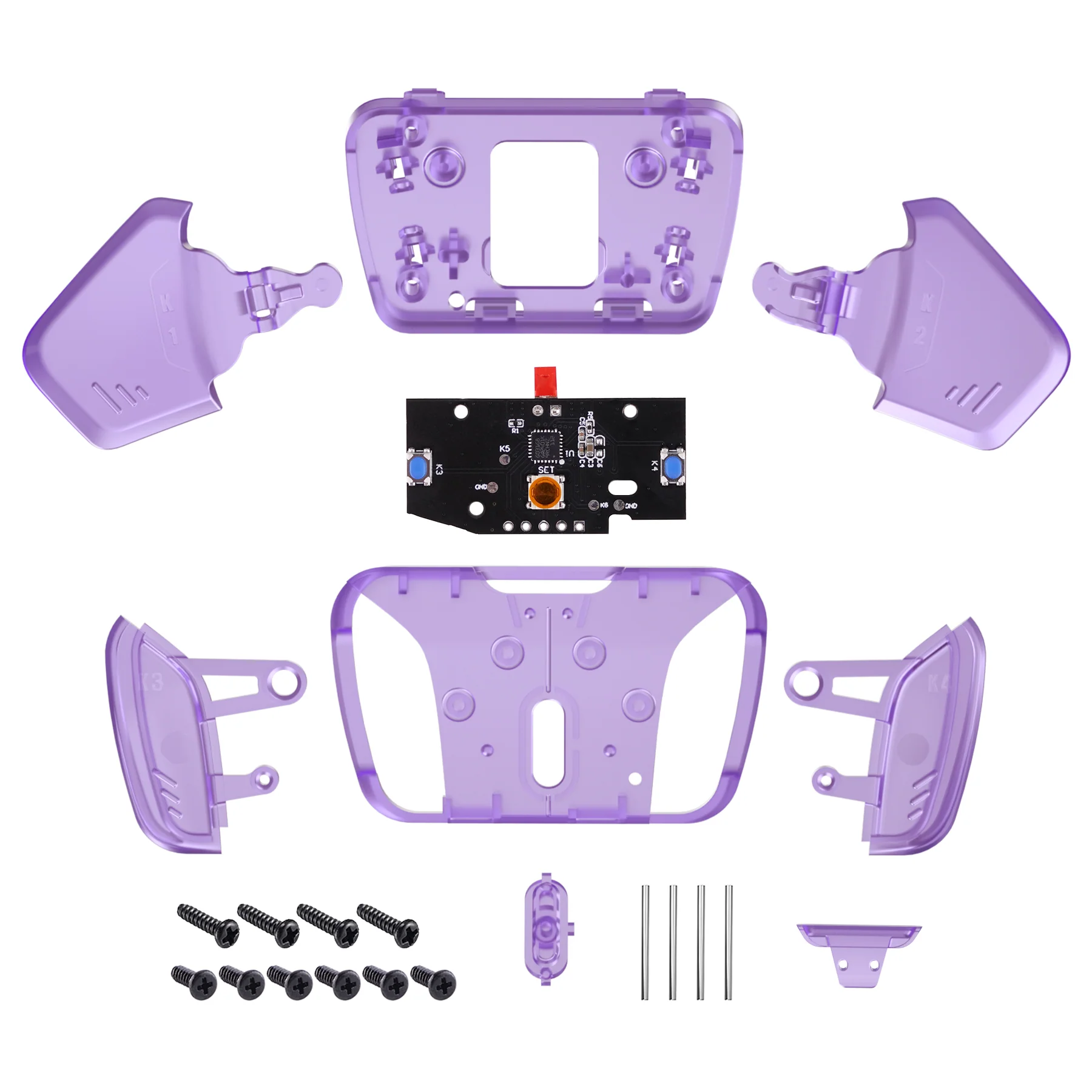 eXtremeRate Turn RISE to RISE4 Kit – Redesigned K1 K2 K3 K4 Back Buttons Housing & Remap PCB Board for eXtremeRate RISE & RISE4 Remap kit, Compatible with PS5 Controller - Clear Atomic Purple - Image 3
