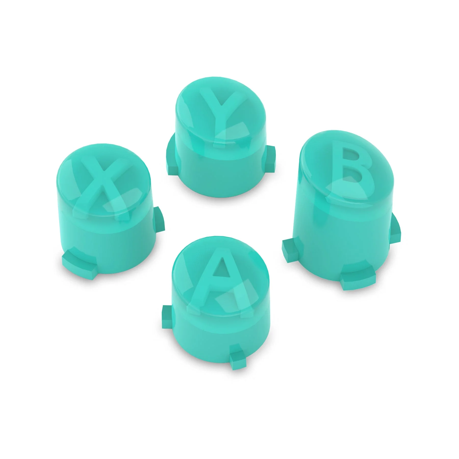 eXtremeRate Two-Tone ABXY Action Buttons with Classic Symbols for Xbox Series X/S Controller & Xbox One X/S & Xbox One Elite V1/V2 Controller - Teal Green & Clear - Image 2