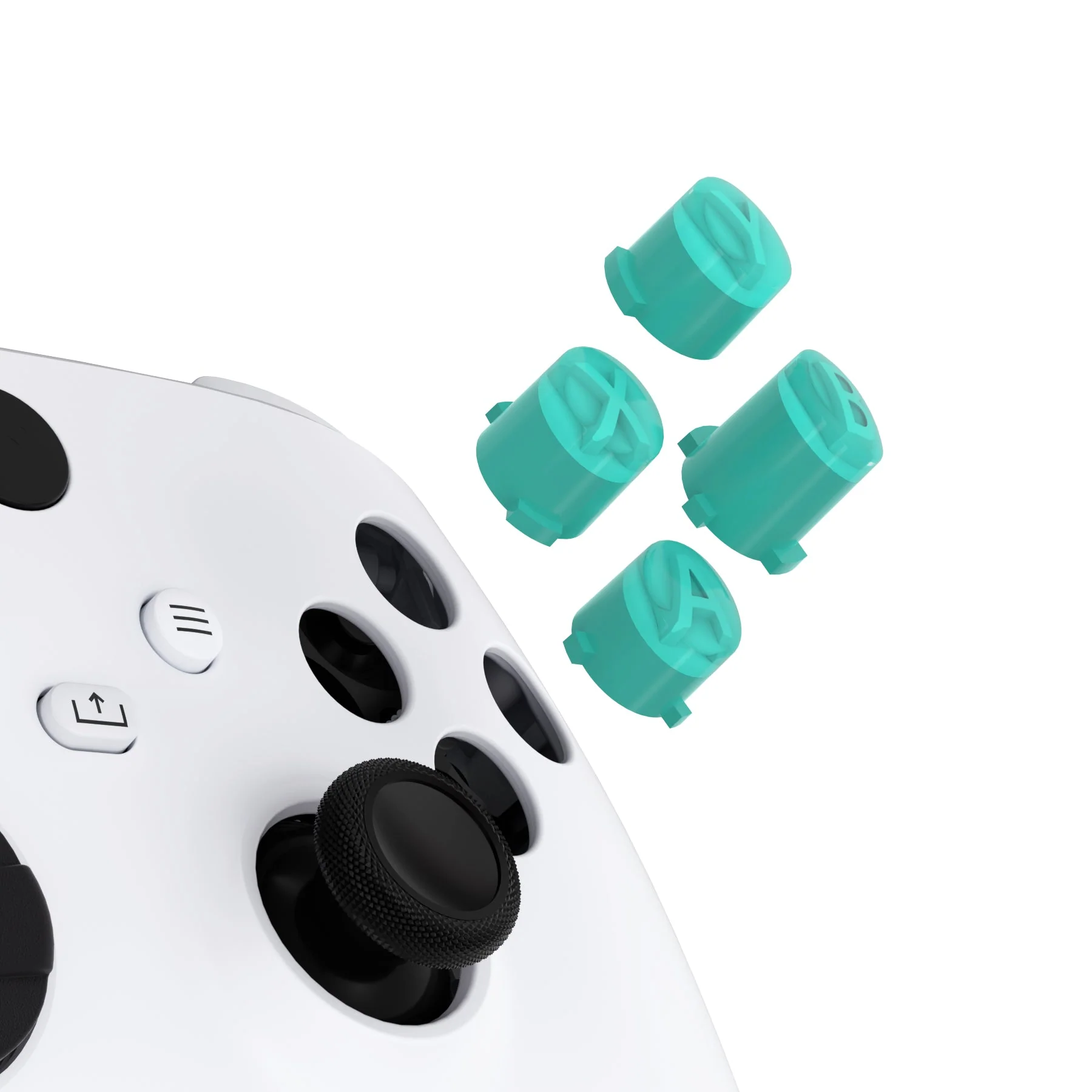 eXtremeRate Two-Tone ABXY Action Buttons with Classic Symbols for Xbox Series X/S Controller & Xbox One X/S & Xbox One Elite V1/V2 Controller - Teal Green & Clear - Image 4