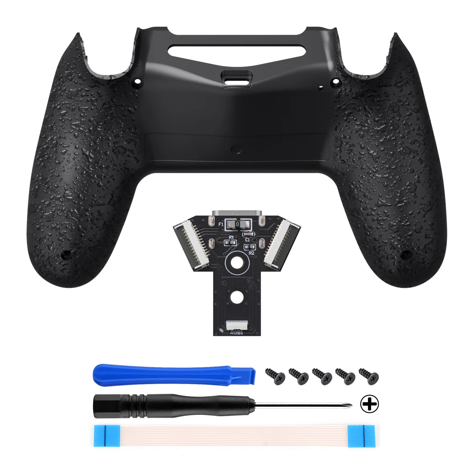 eXtremeRate Type-C Version Replacement Bottom Shell Compatible with PS4 Controller JDM-040/050/055 Models - Textured Black - Image 2