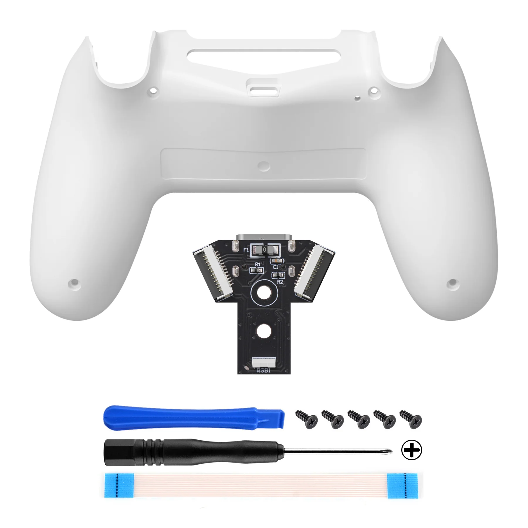 eXtremeRate Type-C Version Replacement Bottom Shell Compatible with PS4 Controller JDM-040/050/055 Models - White - Image 2