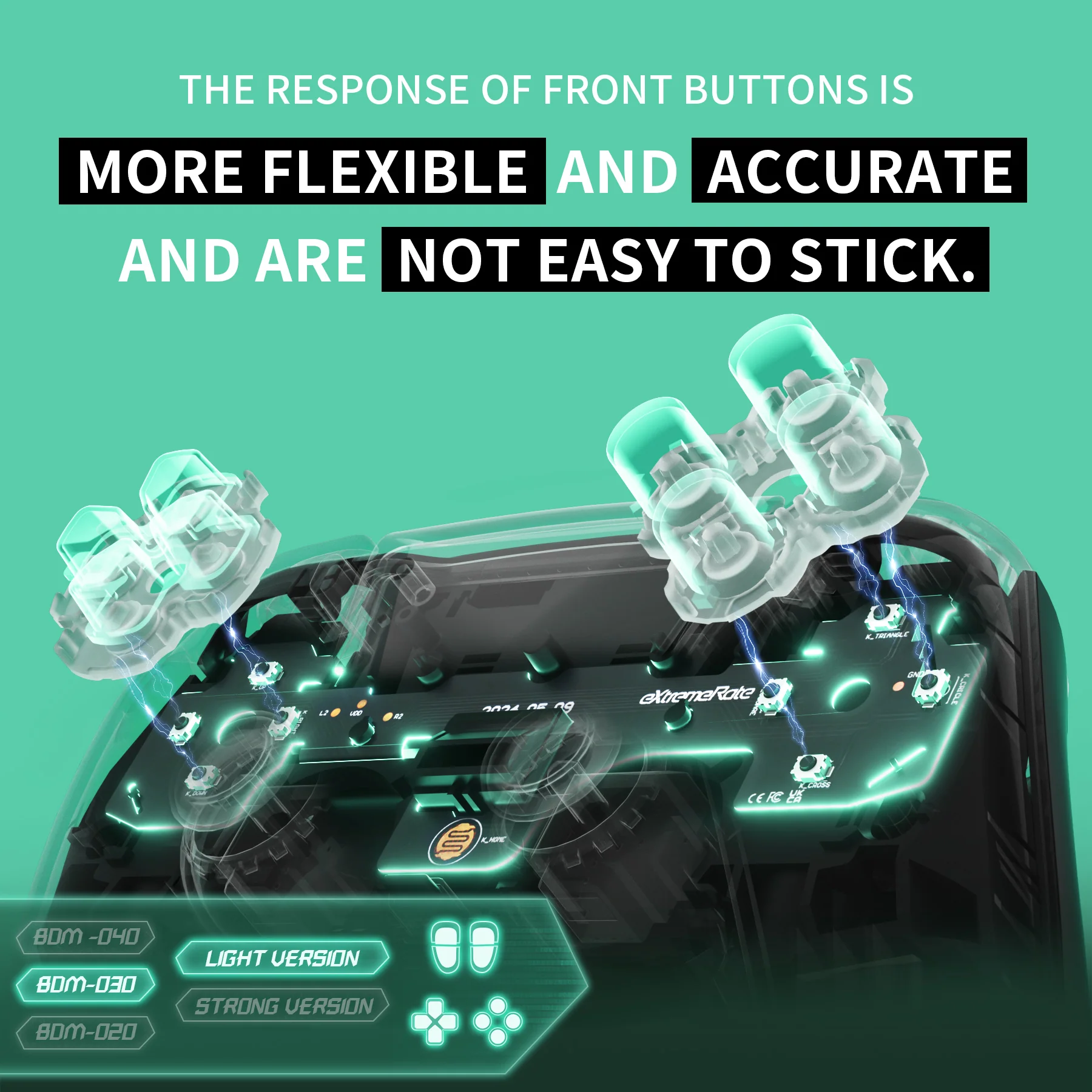 eXtremeRate Whole Set - Light Version Clicky Kit for PS5 Controller BDM-030, Custom Micro Switch L2R2 Face Buttons Clicky Kit and Tactile L1R1 Keys Mouse Click for PS5 Controller - Image 10