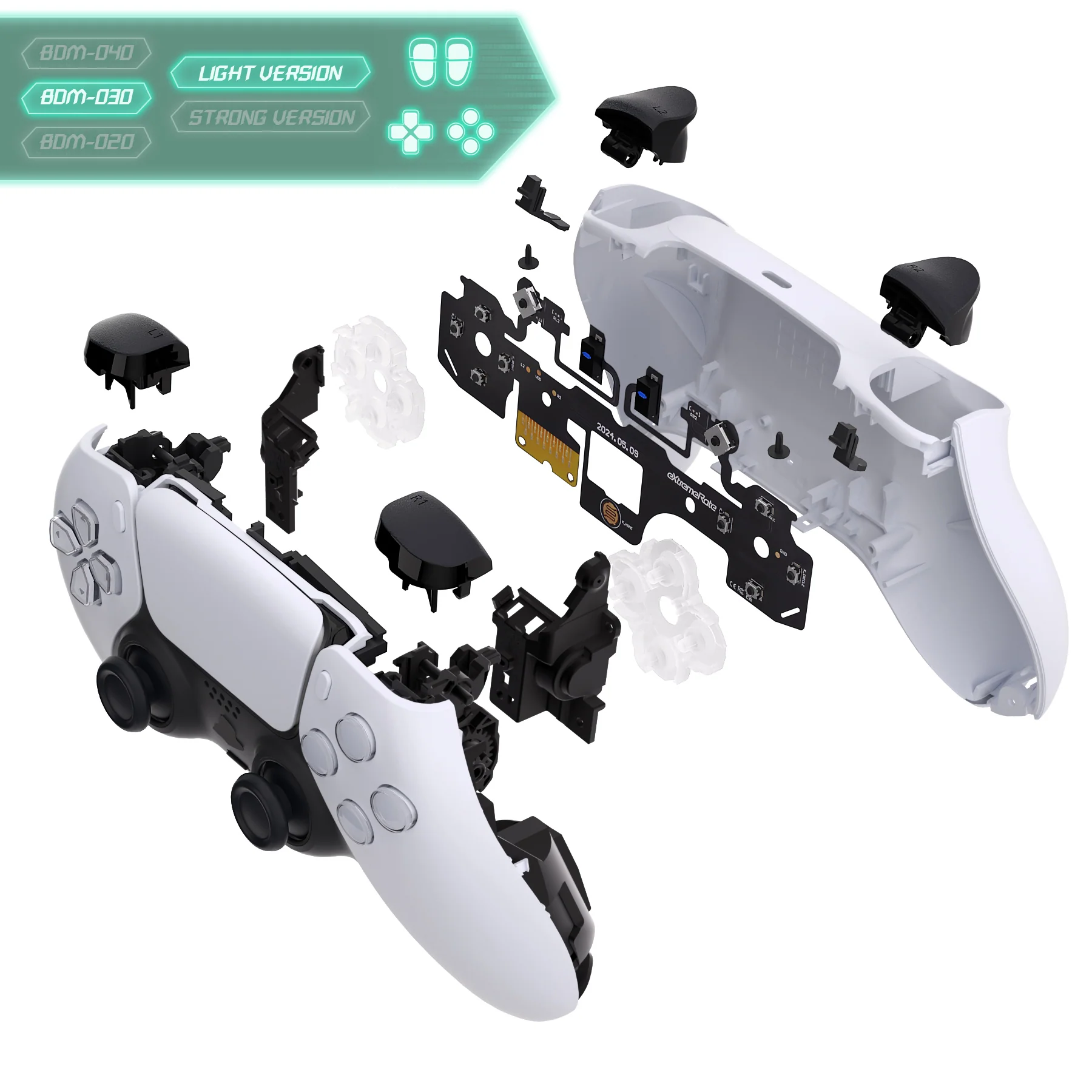 eXtremeRate Whole Set - Light Version Clicky Kit for PS5 Controller BDM-030, Custom Micro Switch L2R2 Face Buttons Clicky Kit and Tactile L1R1 Keys Mouse Click for PS5 Controller - Image 12