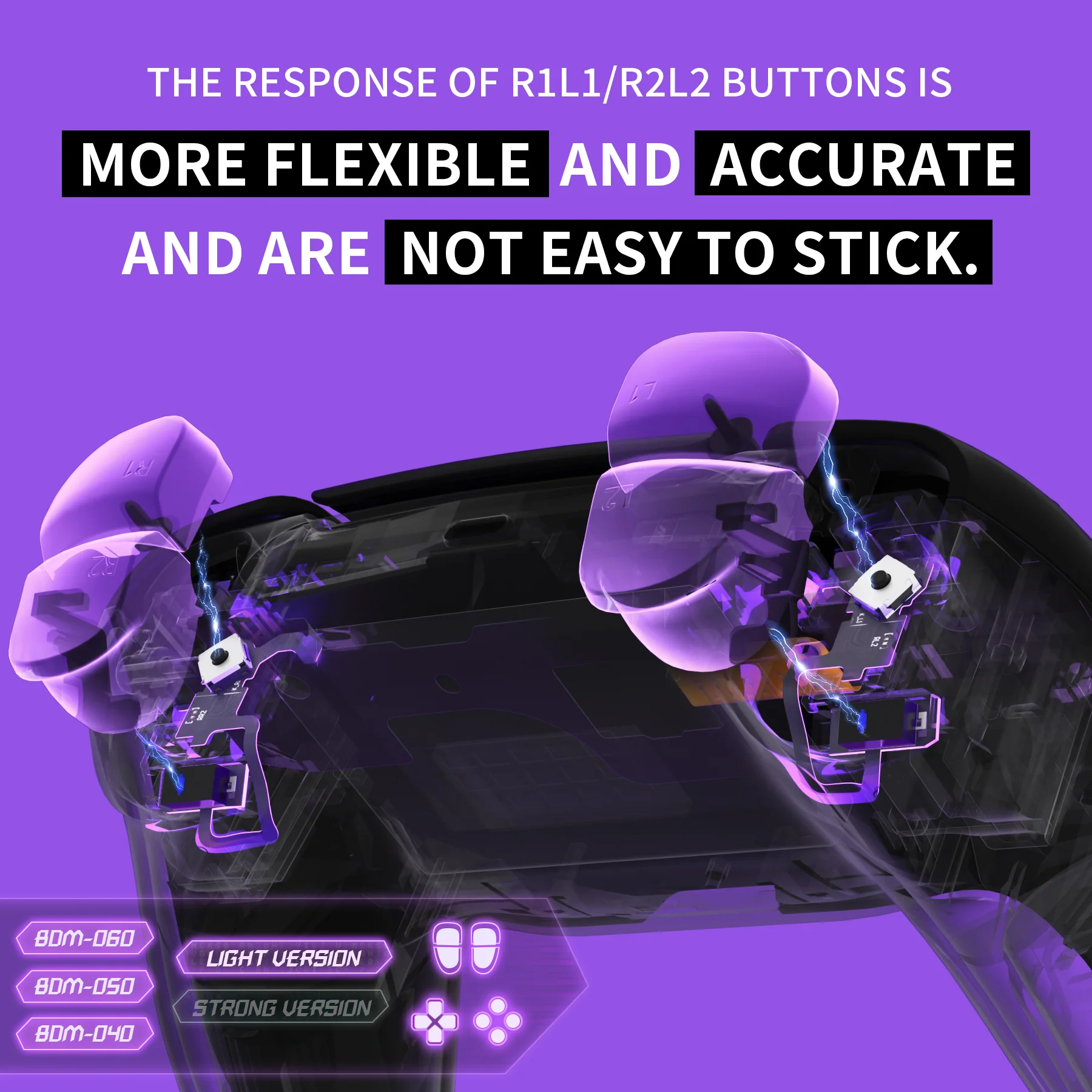 eXtremeRate Whole Set - Light Version Clicky Kit V2 for PS5 Controller BDM-040/050/060 Shoulder Face Buttons, Micro Switch L2R2 Clicky Hair Trigger Kit and Tactile L1R1 Face Buttons Mouse Click for PS5 Controller - Image 10