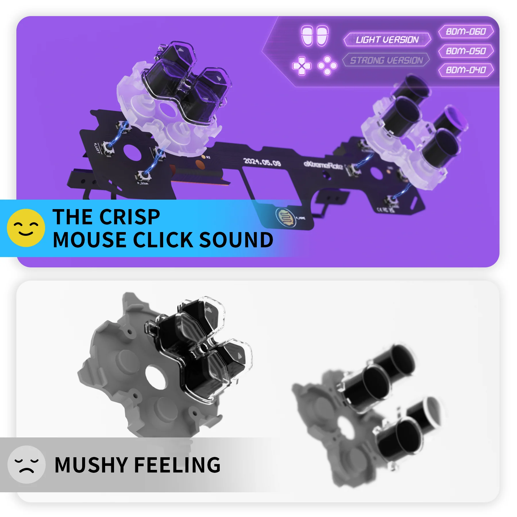 eXtremeRate Whole Set - Light Version Clicky Kit V2 for PS5 Controller BDM-040/050/060 Shoulder Face Buttons, Micro Switch L2R2 Clicky Hair Trigger Kit and Tactile L1R1 Face Buttons Mouse Click for PS5 Controller - Image 9