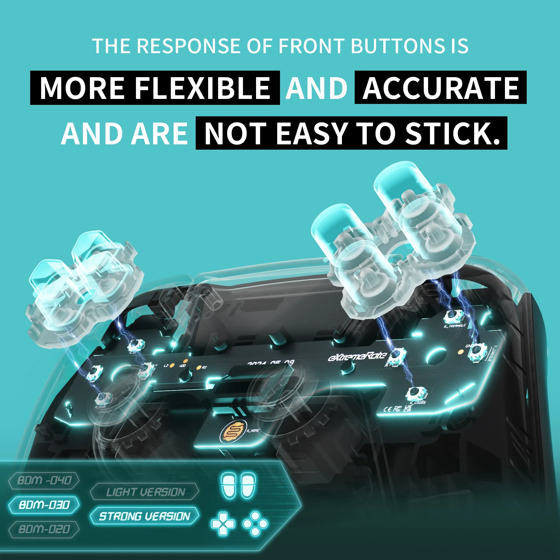 eXtremeRate Whole Set - Strong Version Clicky Kit for PS5 Controller BDM-030, Custom Micro Switch L2R2 Face Buttons Clicky Kit and Tactile L1R1 Keys Mouse Click for PS5 Controller - Image 10