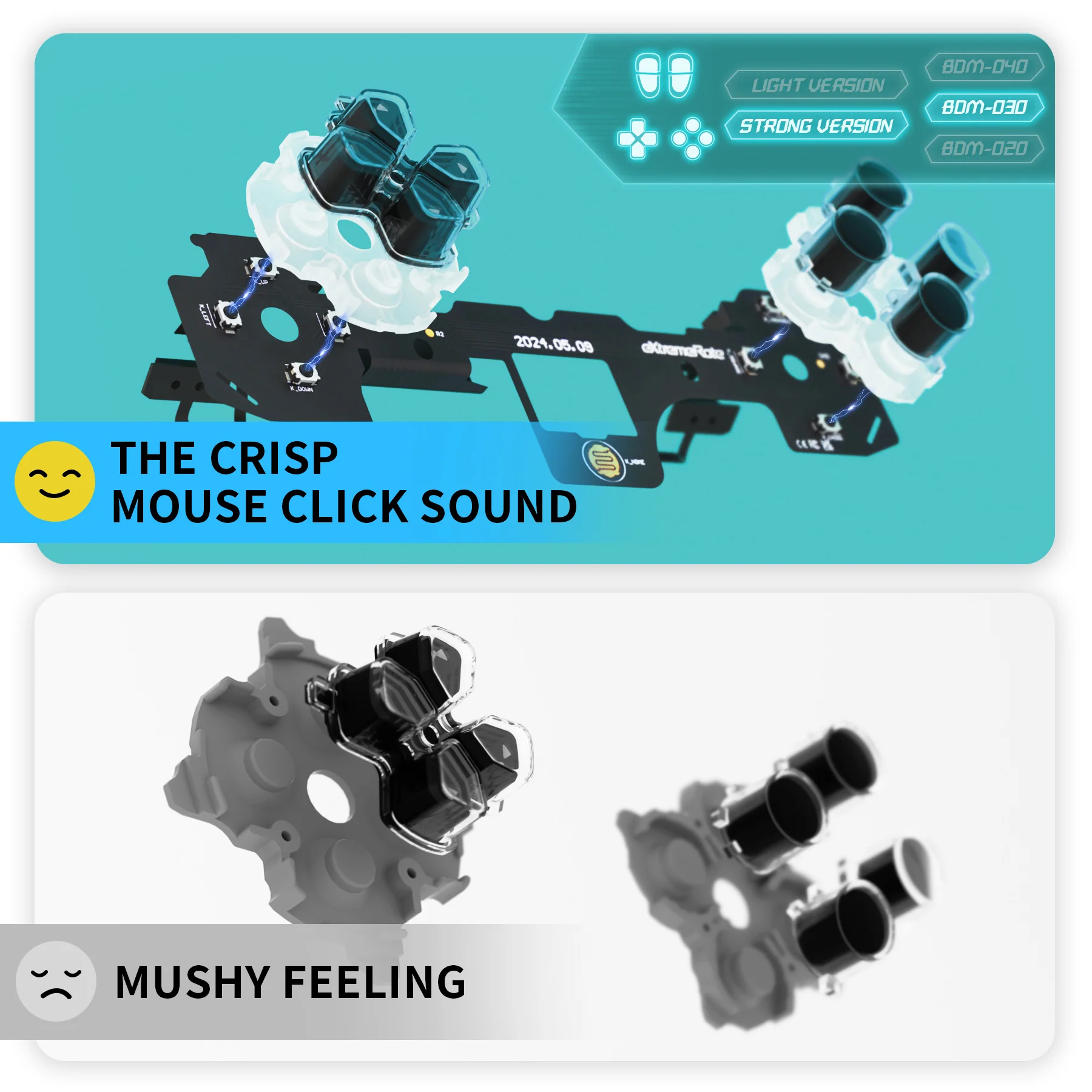 eXtremeRate Whole Set - Strong Version Clicky Kit for PS5 Controller BDM-030, Custom Micro Switch L2R2 Face Buttons Clicky Kit and Tactile L1R1 Keys Mouse Click for PS5 Controller - Image 8