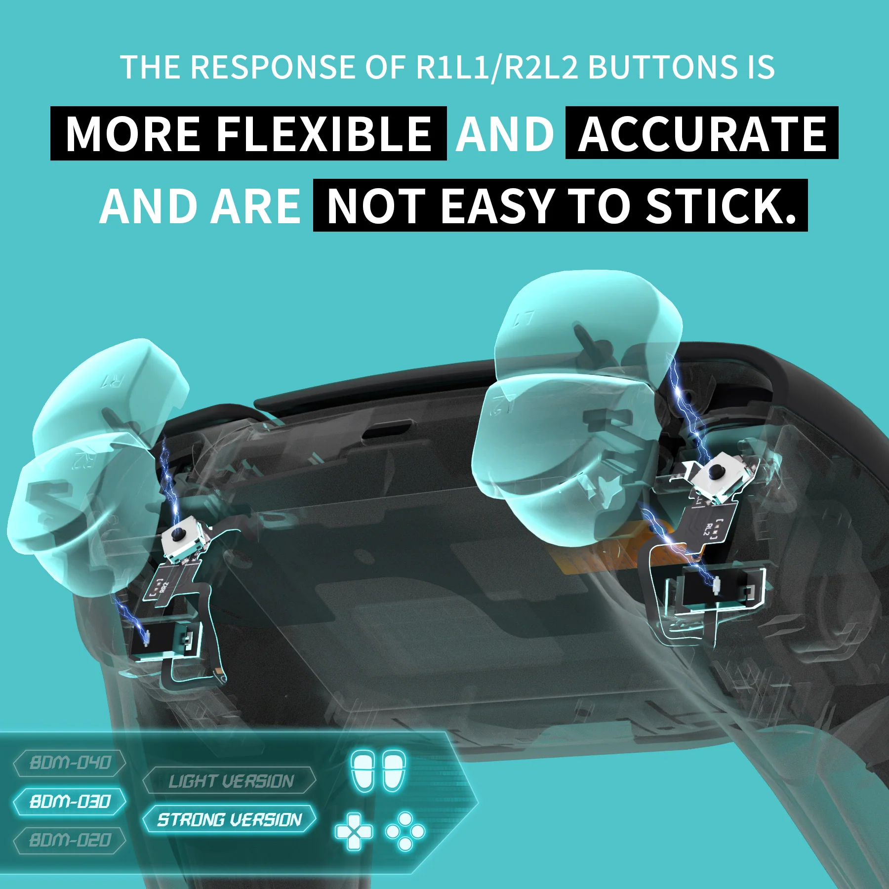 eXtremeRate Whole Set - Strong Version Clicky Kit for PS5 Controller BDM-030, Custom Micro Switch L2R2 Face Buttons Clicky Kit and Tactile L1R1 Keys Mouse Click for PS5 Controller - Image 9