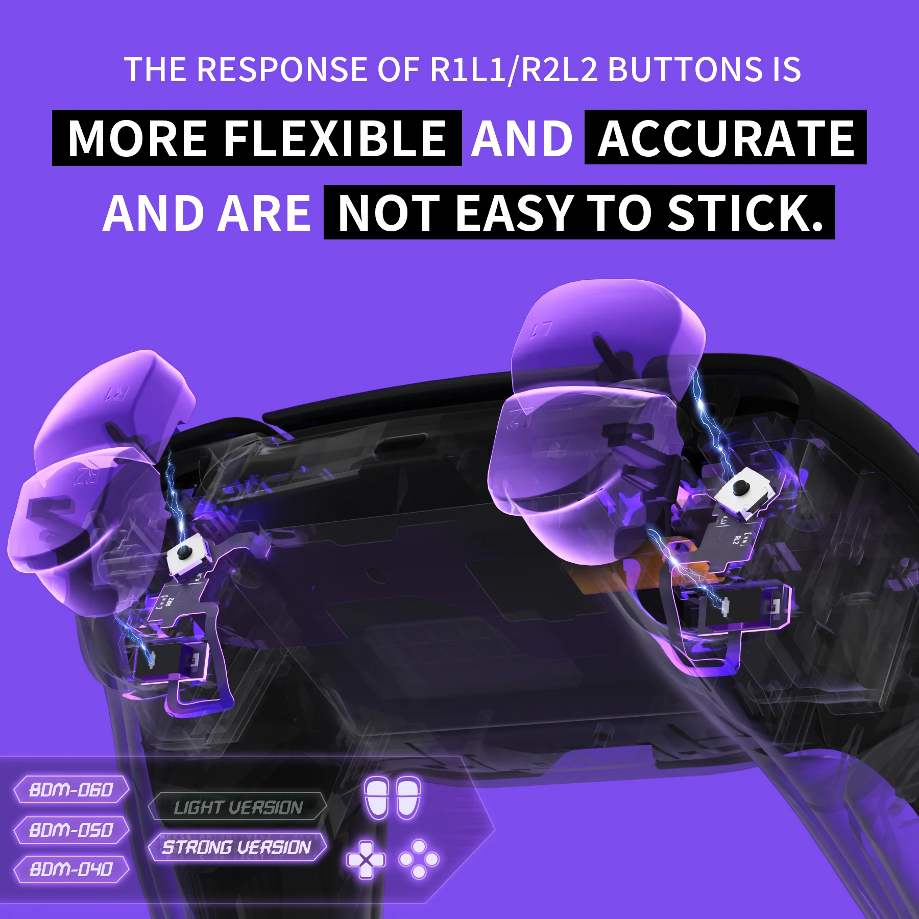 eXtremeRate Whole Set - Strong Version Clicky Kit V2 for PS5 Controller BDM-040/050/060 Shoulder Face Buttons, Micro Switch L2R2 Clicky Hair Trigger Kit and Tactile L1R1 Face Buttons Mouse Click for PS5 Controller - Image 10